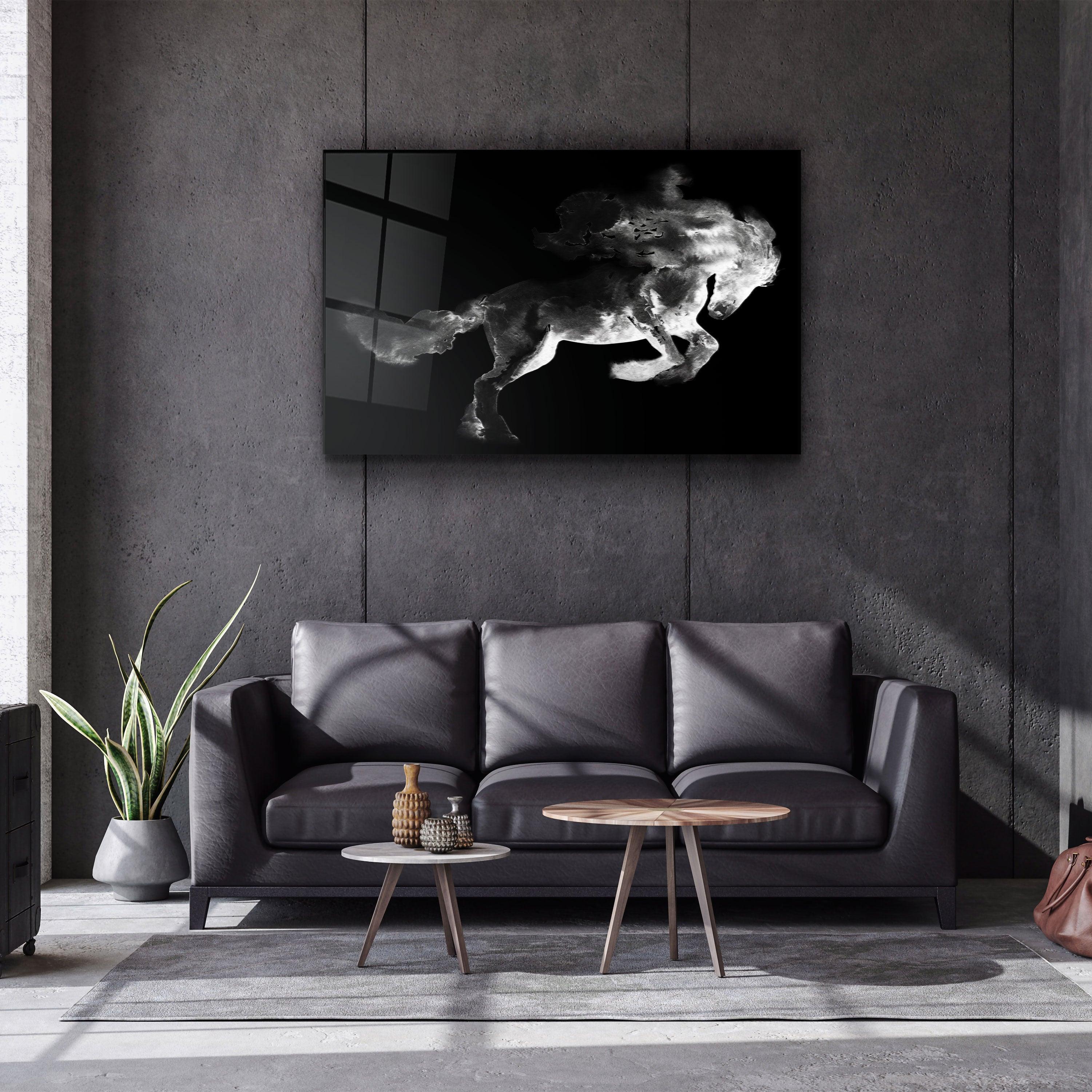 ・"Running Horse Silhouette V2"・Glass Wall Art