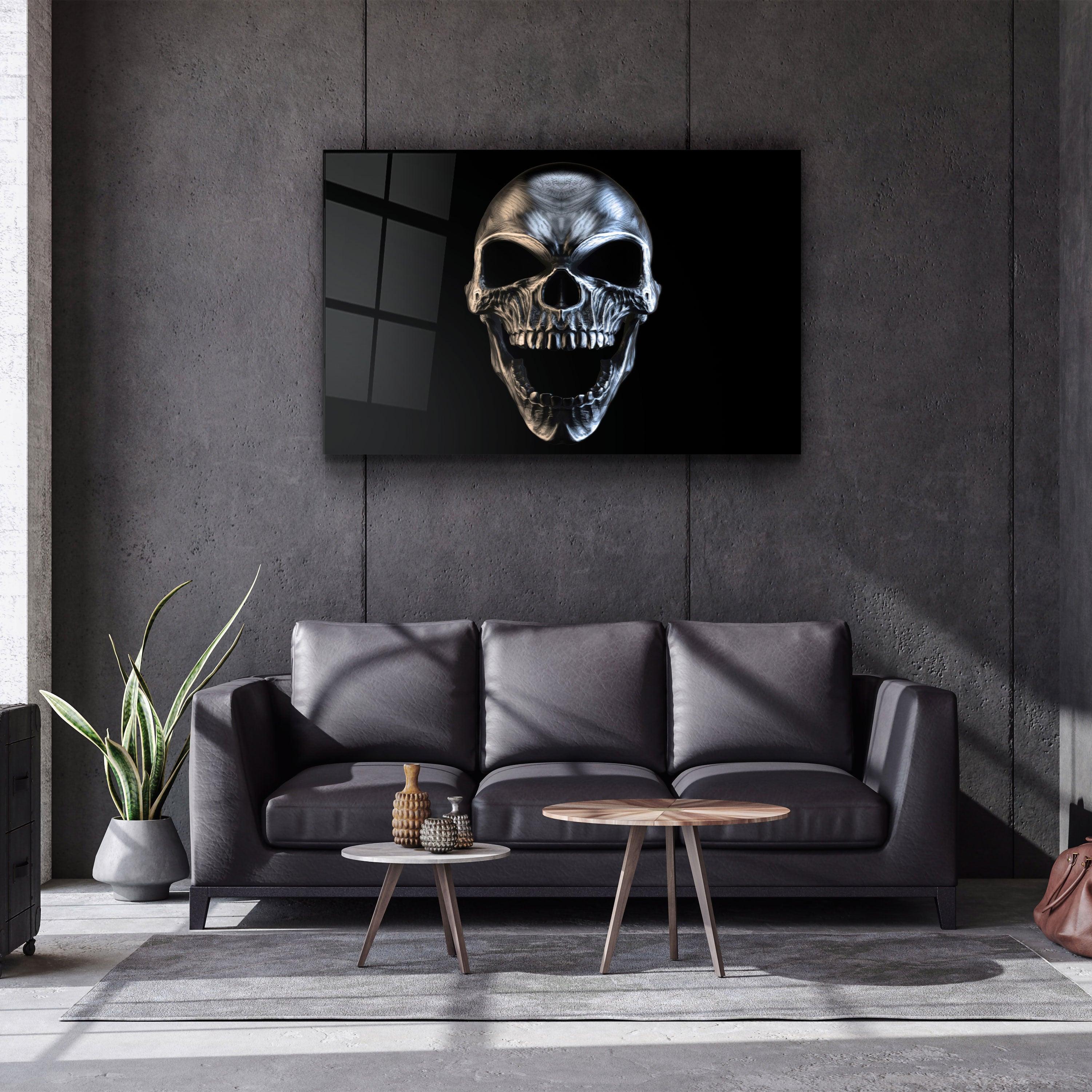 ・"Silver Skull"・Glass Wall Art