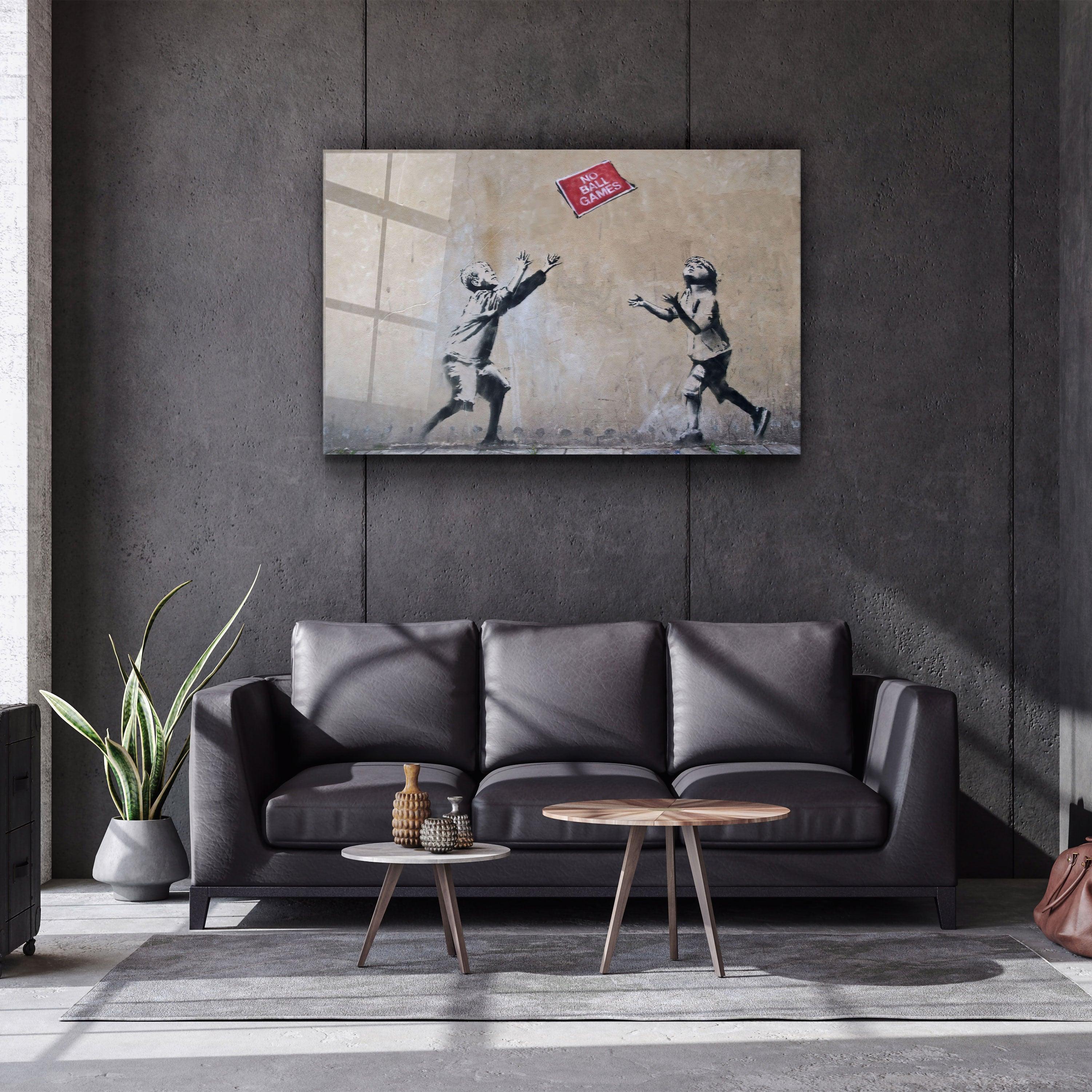 "Banksy - No Ball Games"・Glass Wall Art
