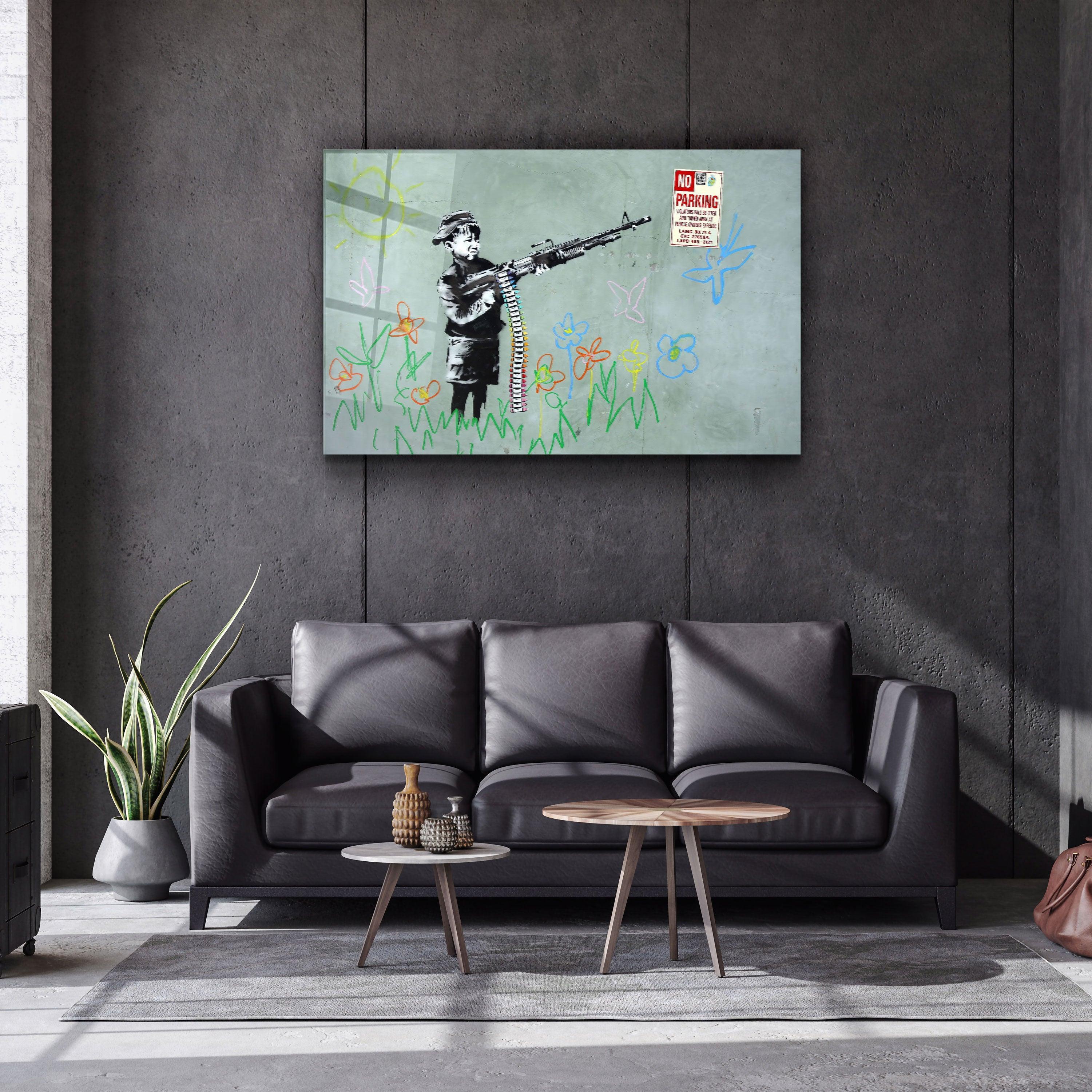 "Banksy - No Parking"・Glass Wall Art