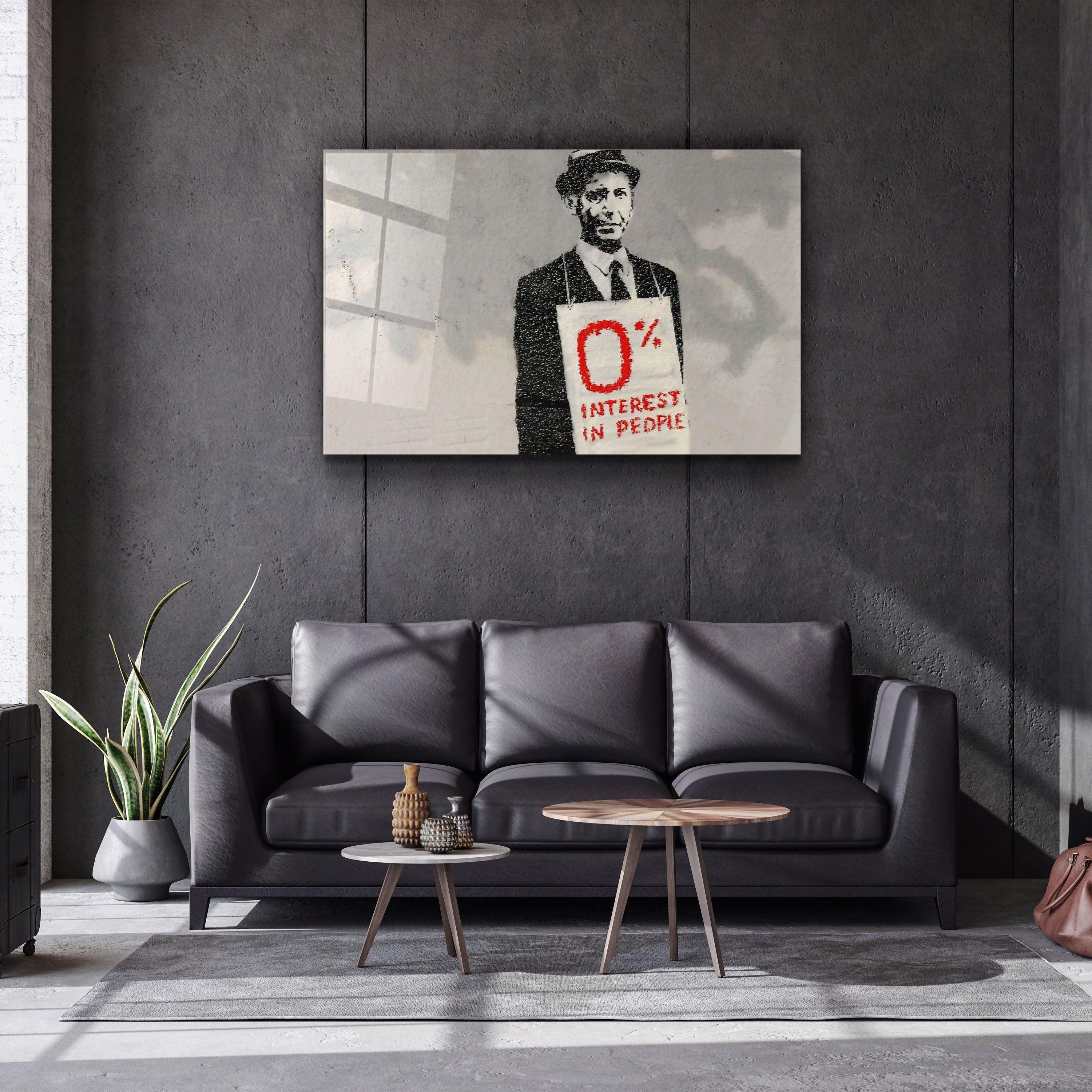 "Banksy - Zero Percent Interest"・Glass Wall Art