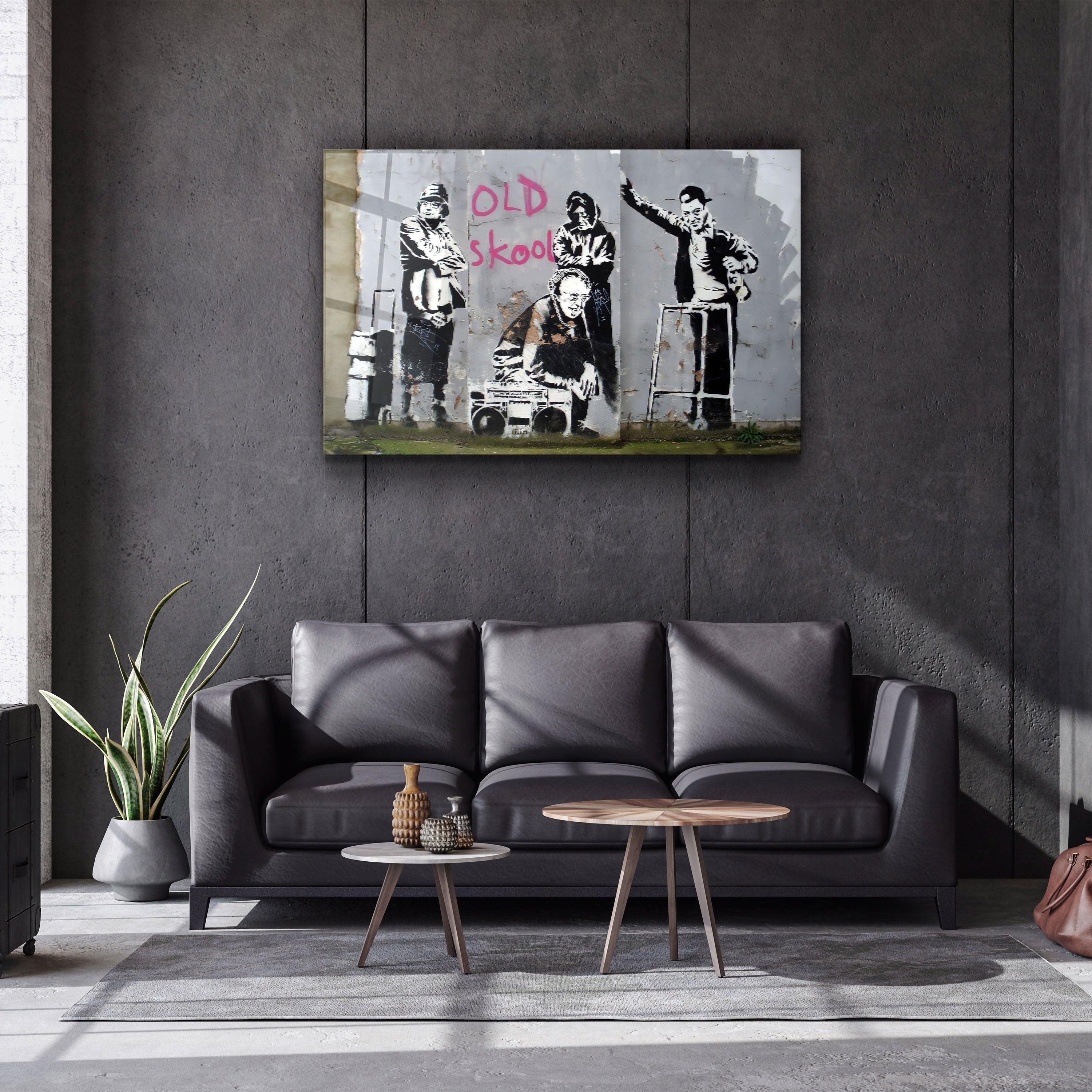 "Banksy - Old Skool"・Glass Wall Art