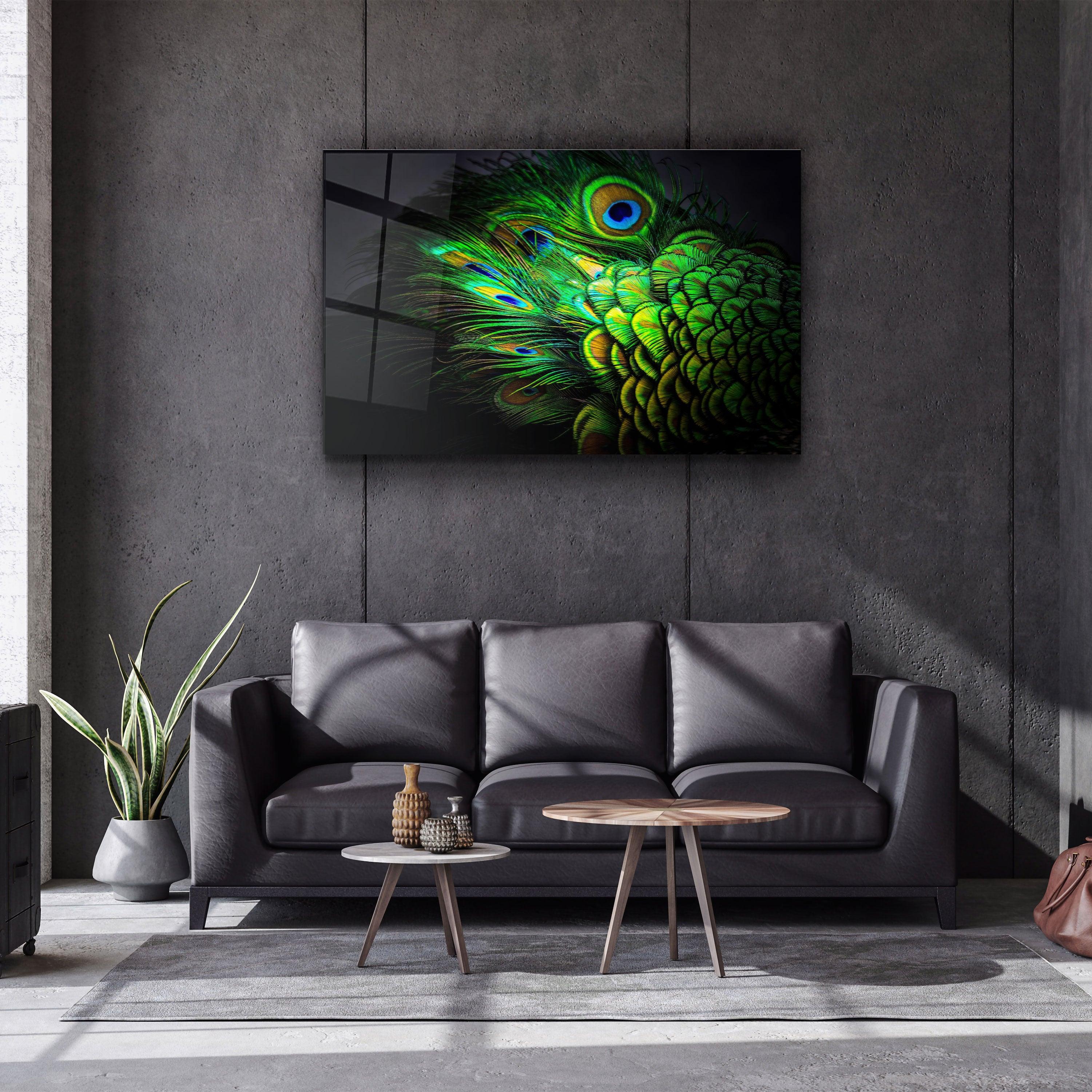 ・"Peacock Feather"・Glass Wall Art
