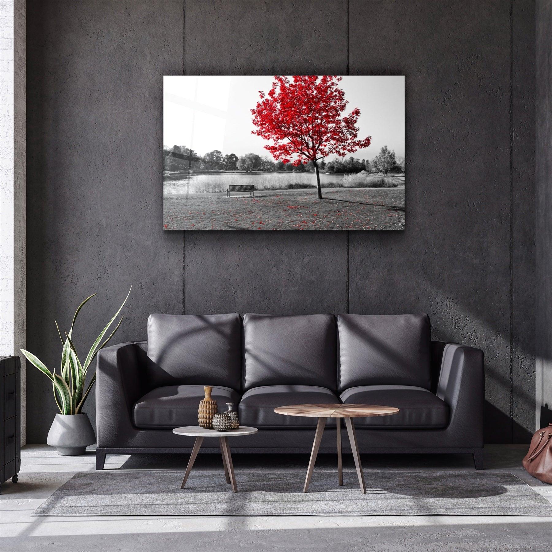 ・"Red Fall"・Glass Wall Art