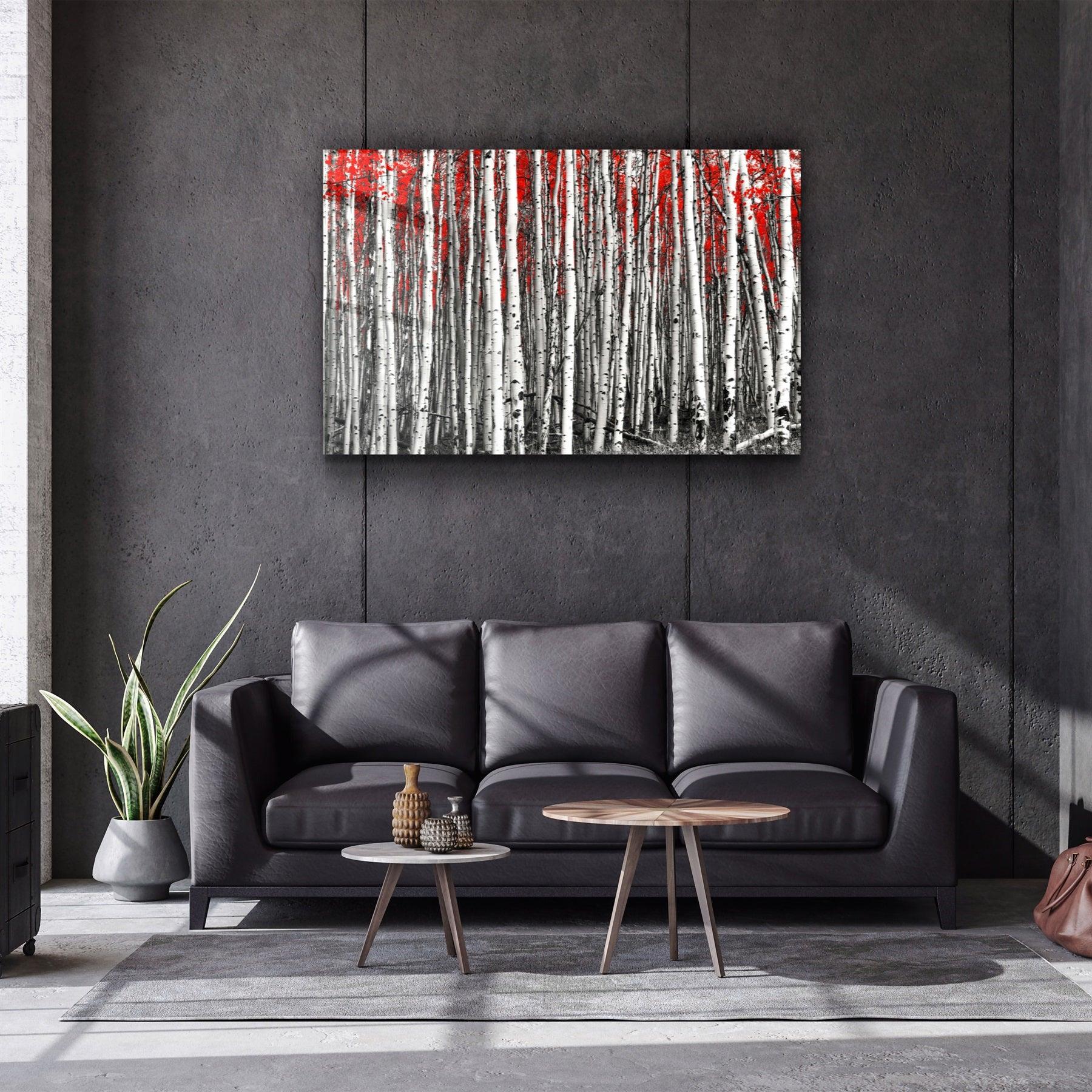 ・"Red Forest"・Glass Wall Art