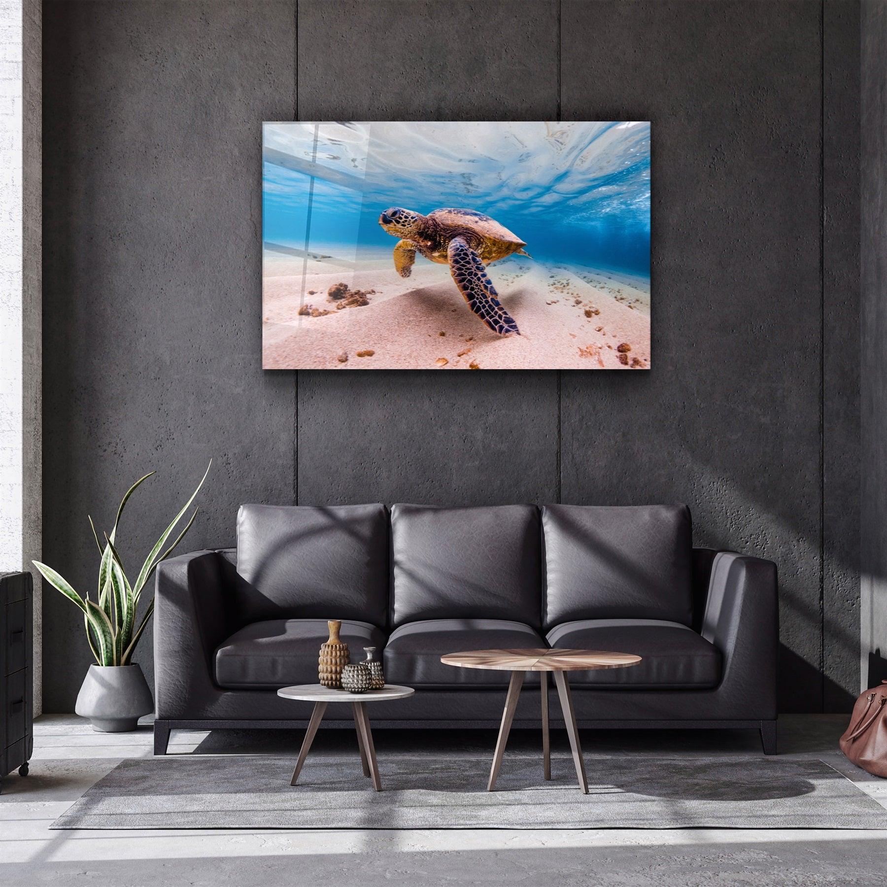 ・"Sea Turtle"・Glass Wall Art