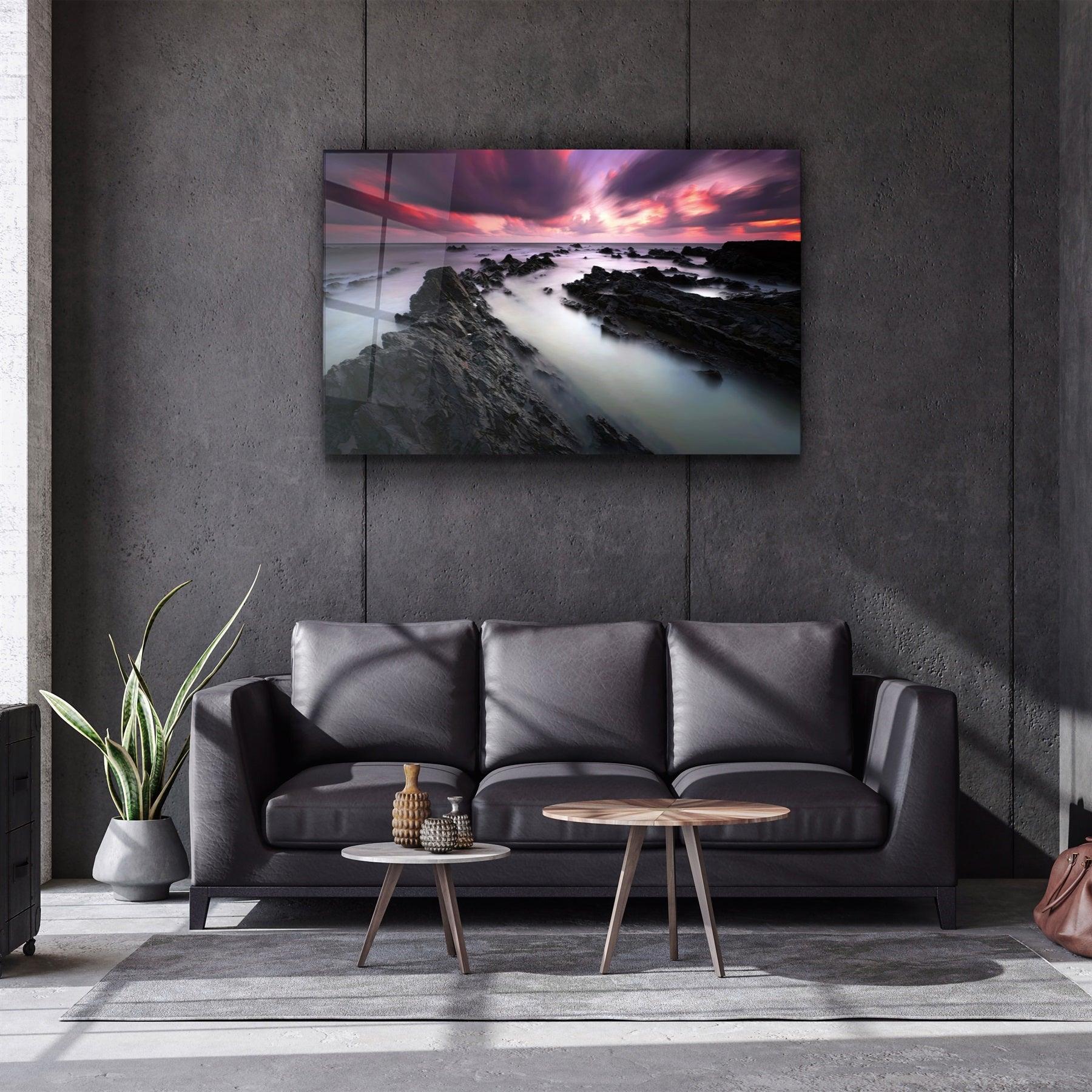 ・"Sunset Landscape"・Glass Wall Art