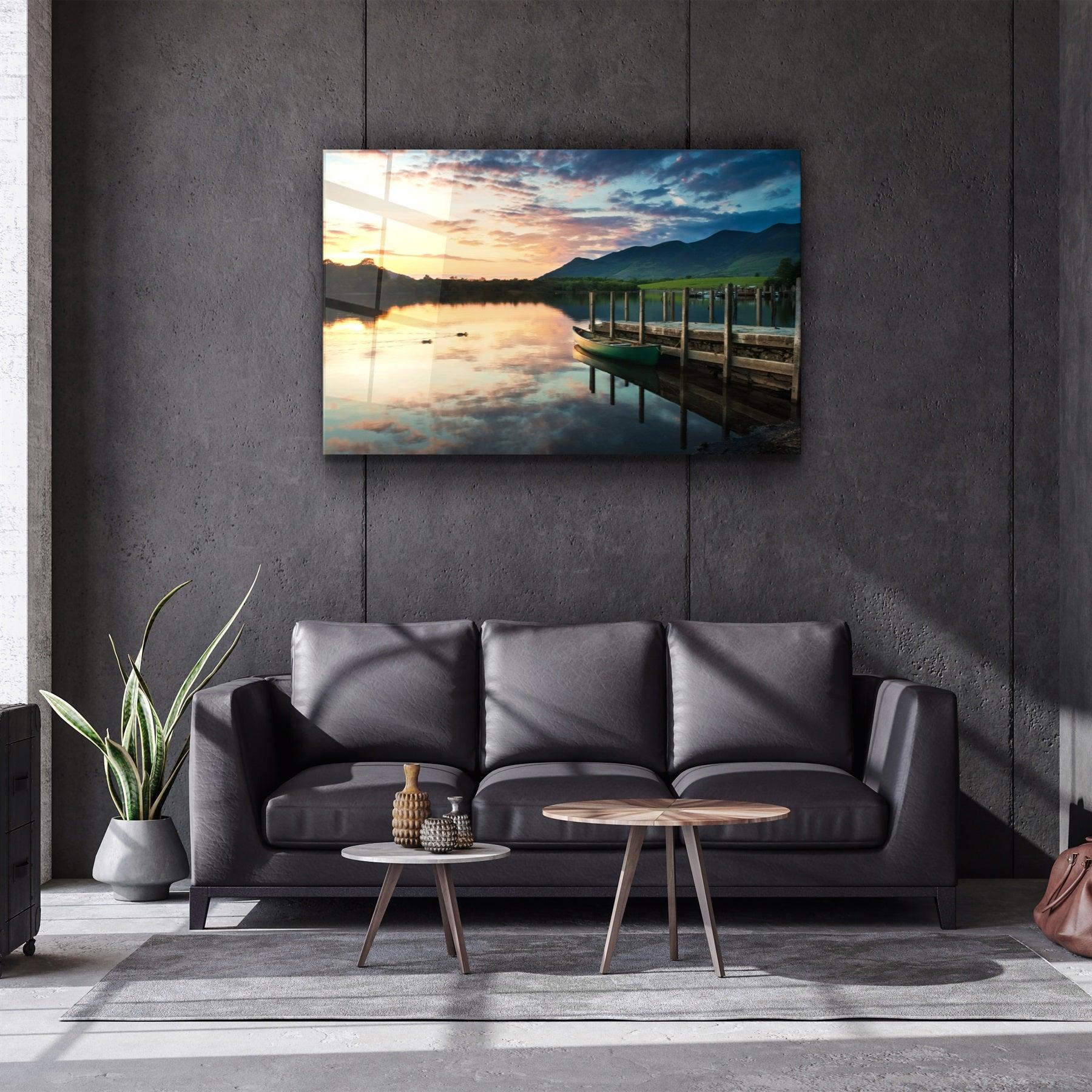 ・"Lake Landscape"・Glass Wall Art