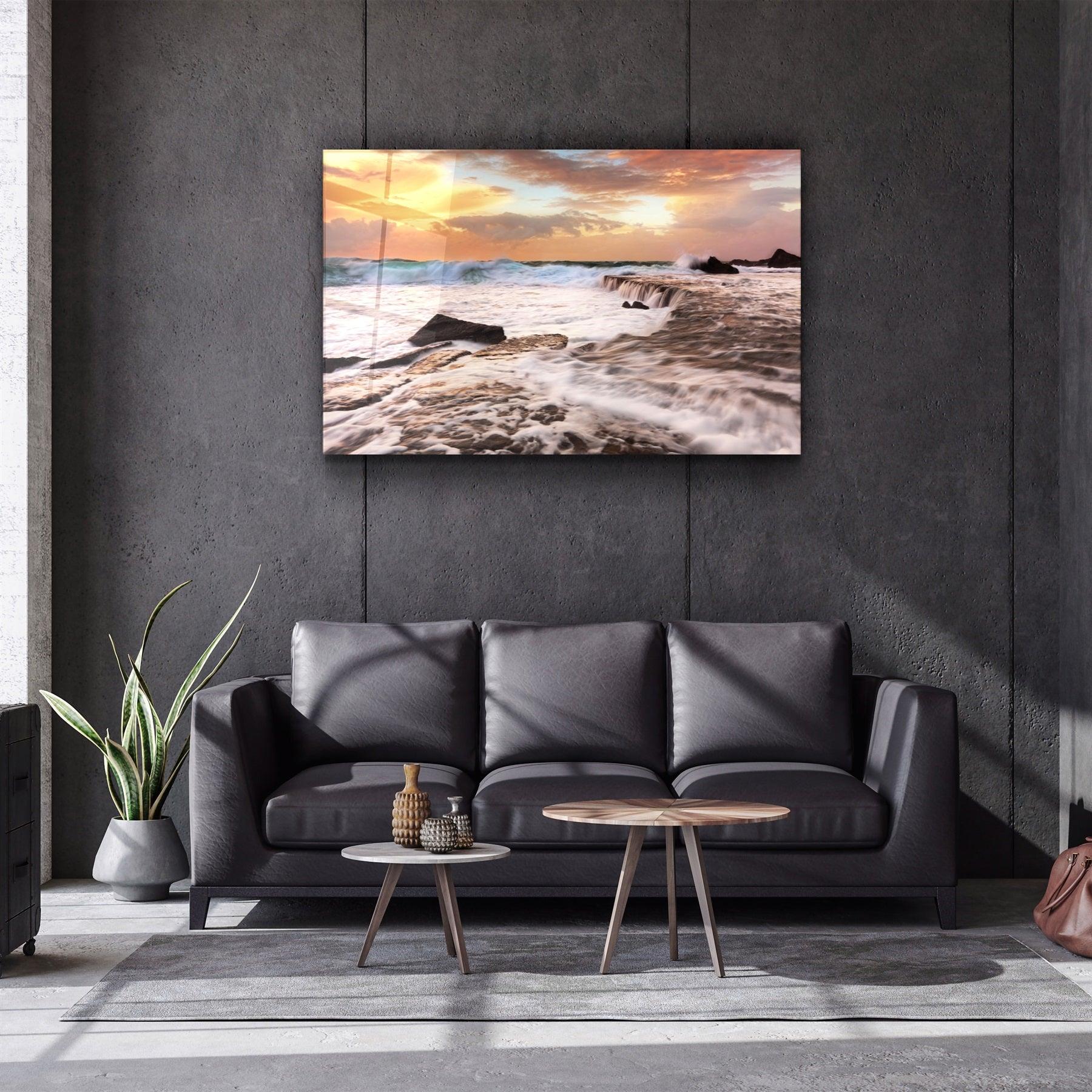 ・"Raging Waves"・Glass Wall Art