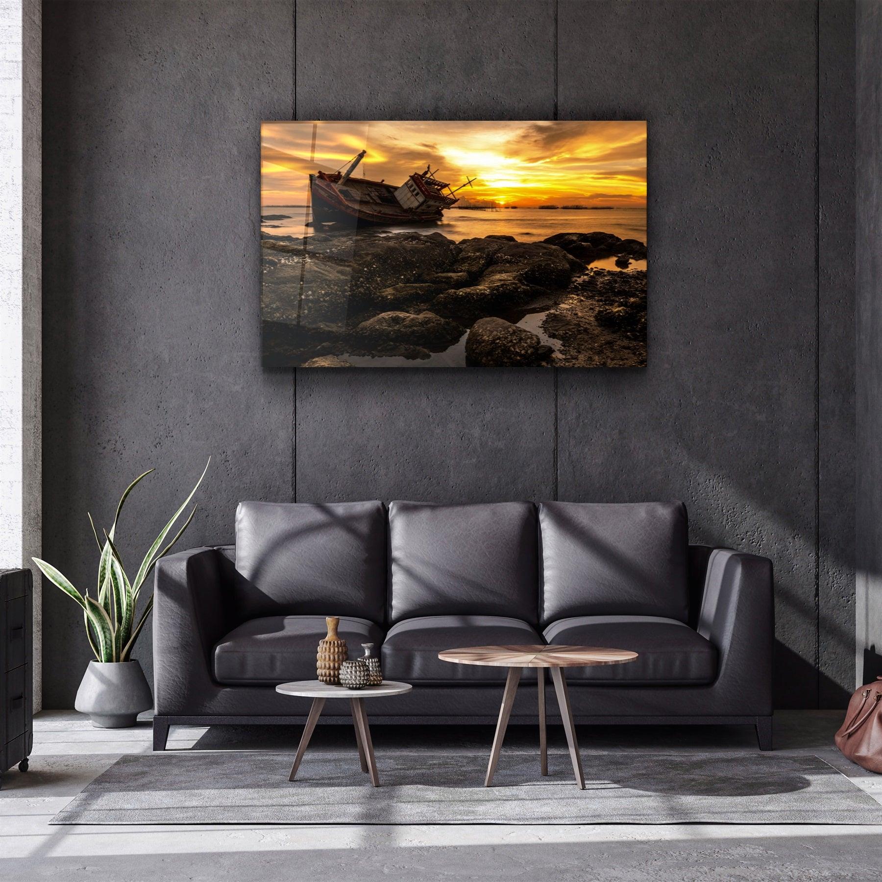 ・"Ship Wreck"・Glass Wall Art