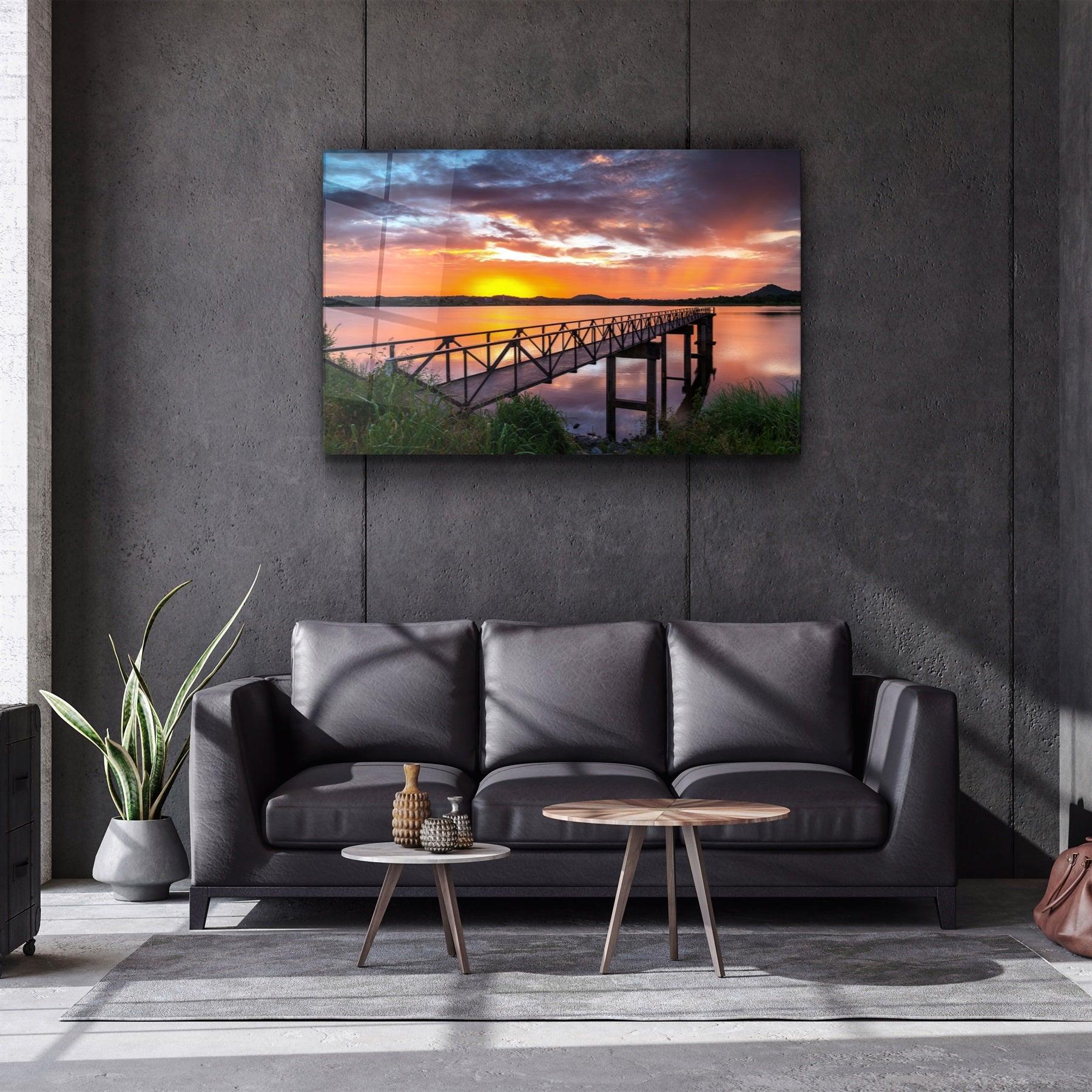 ・"Sunset on the Beach"・Glass Wall Art
