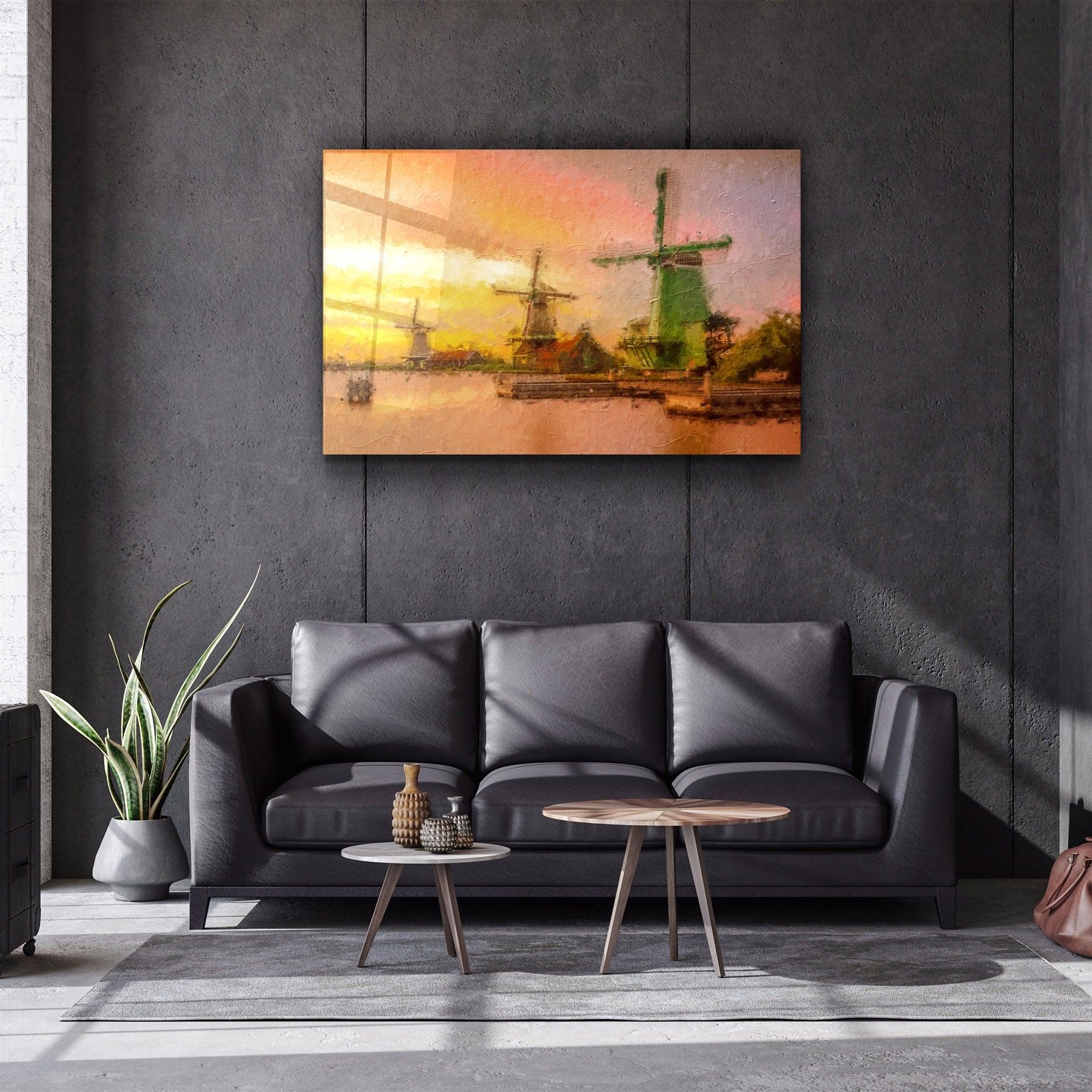 ・"Windmills"・Glass Wall Art
