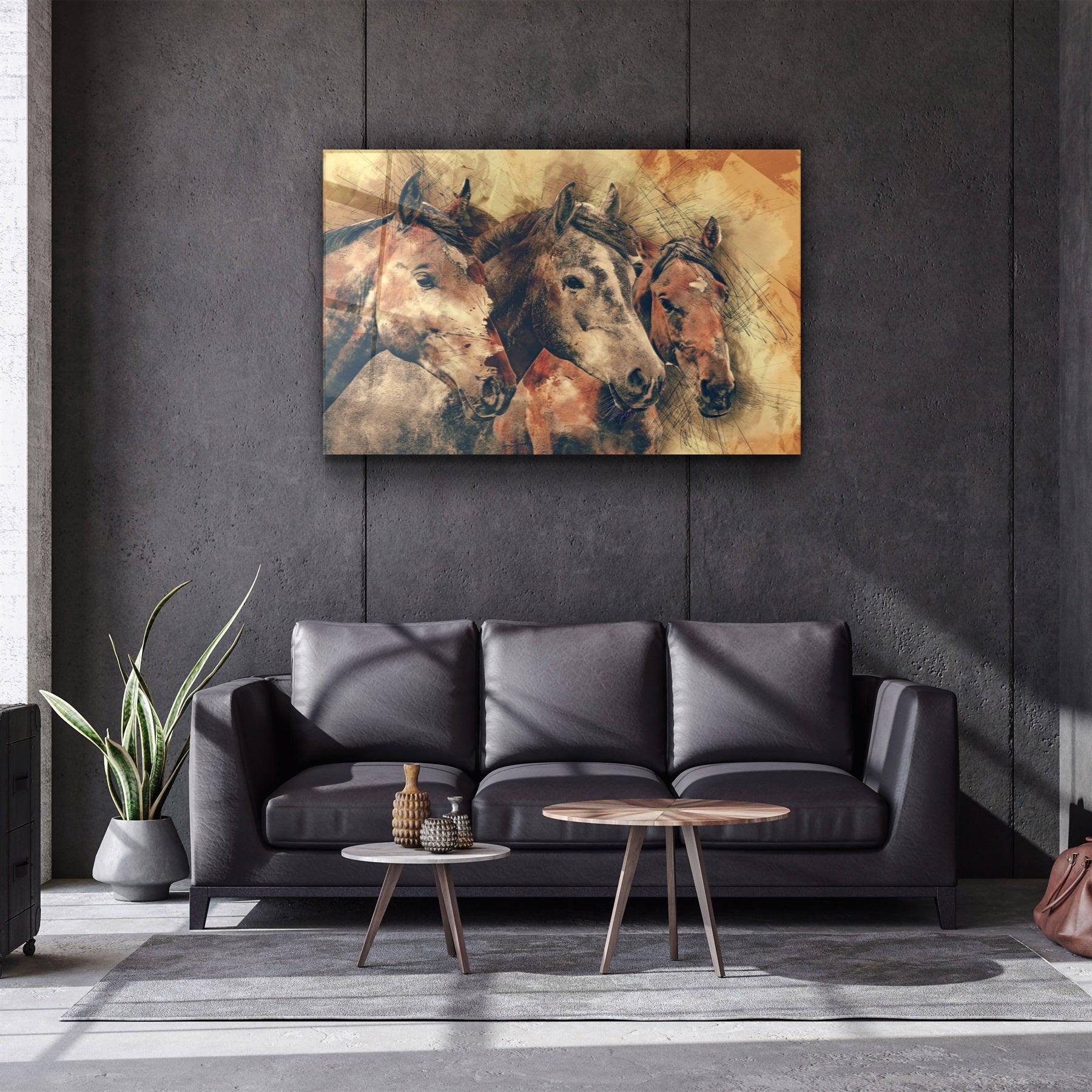 ・"Horses"・Glass Wall Art