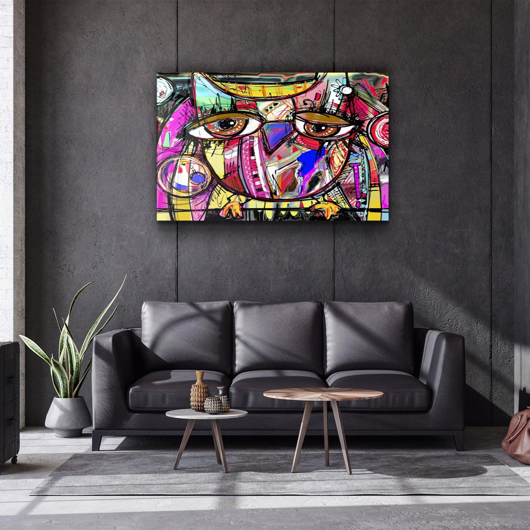 ・"Owl Abstract"・Glass Wall Art