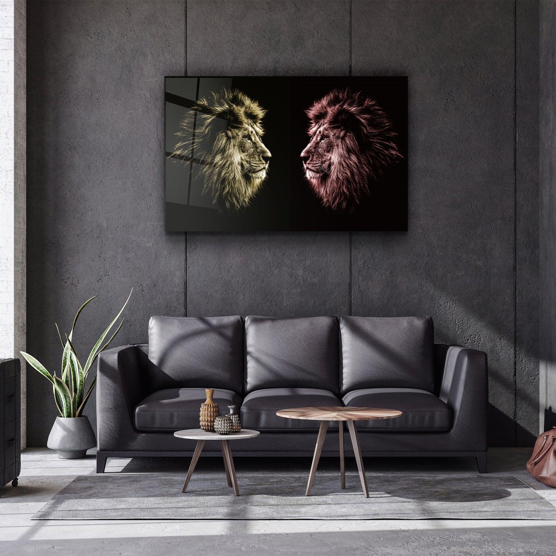 ・"Lions Confrontation YR "・Glass Wall Art