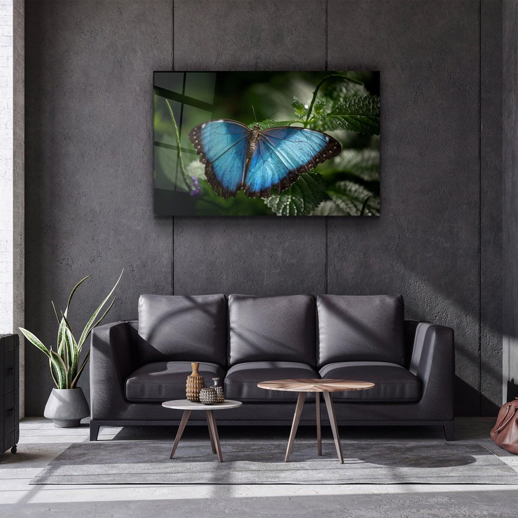 ・"Butterfly Bluewing"・Glass Wall Art