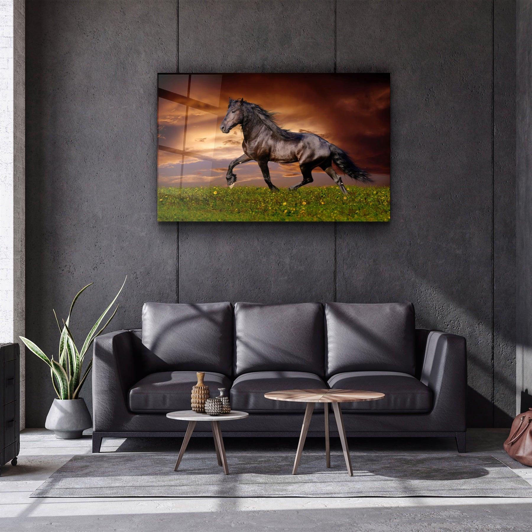 ・"Horse in the Wind"・Glass Wall Art