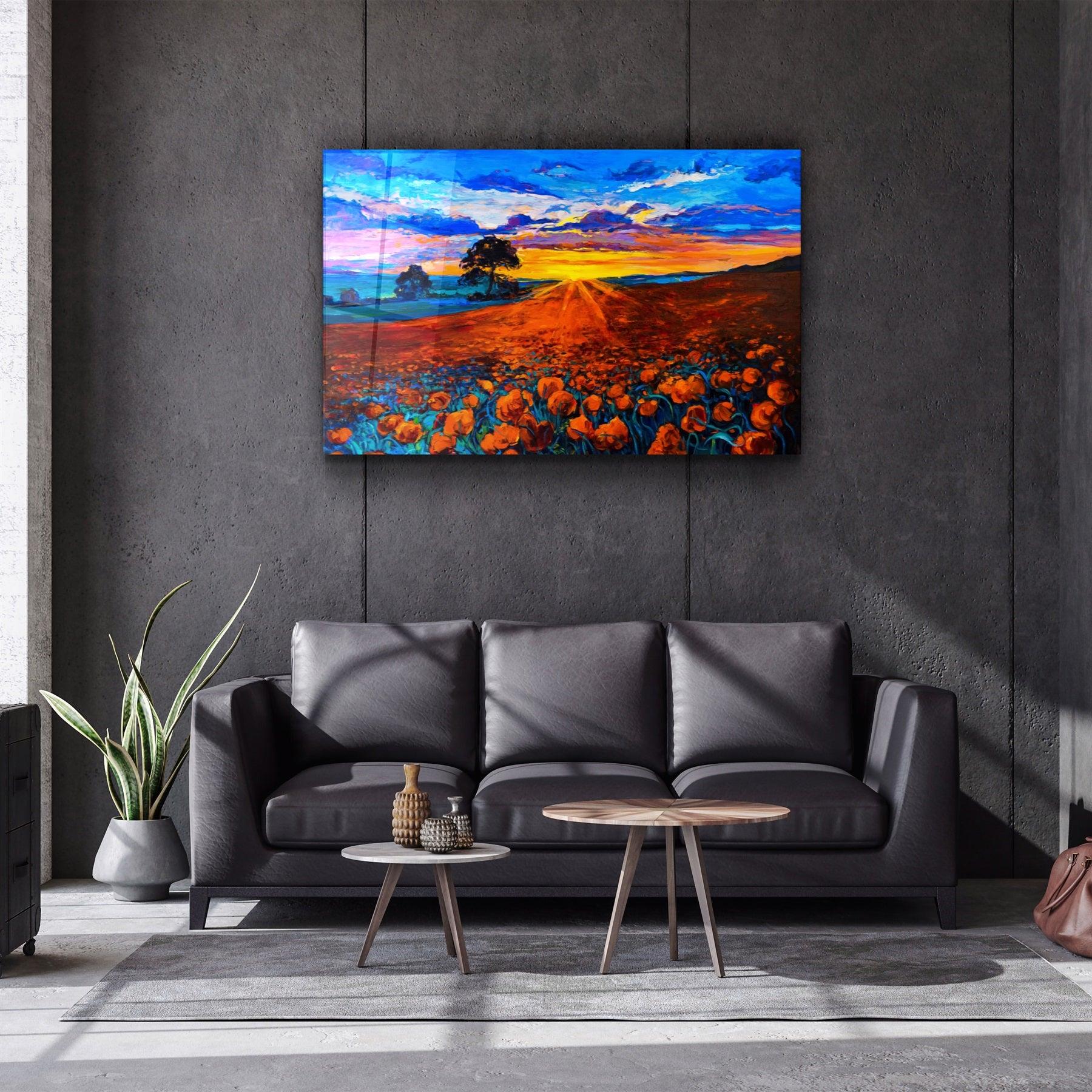 ・"Oil Sunset"・Glass Wall Art