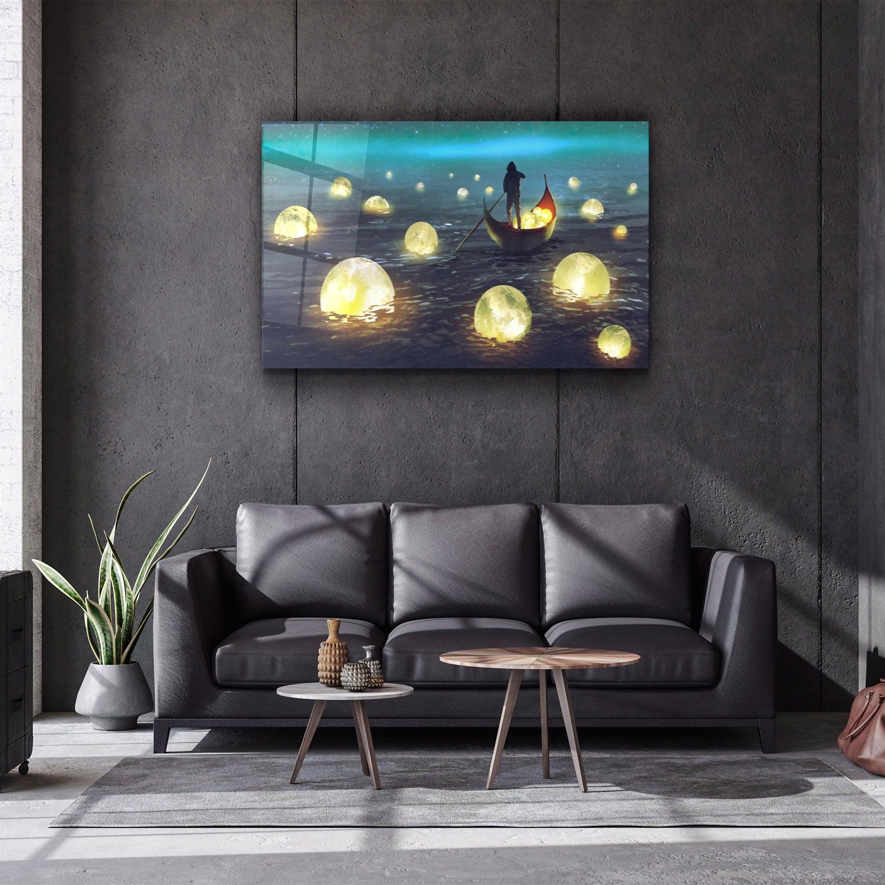 ・"Lights on the Sea"・Glass Wall Art