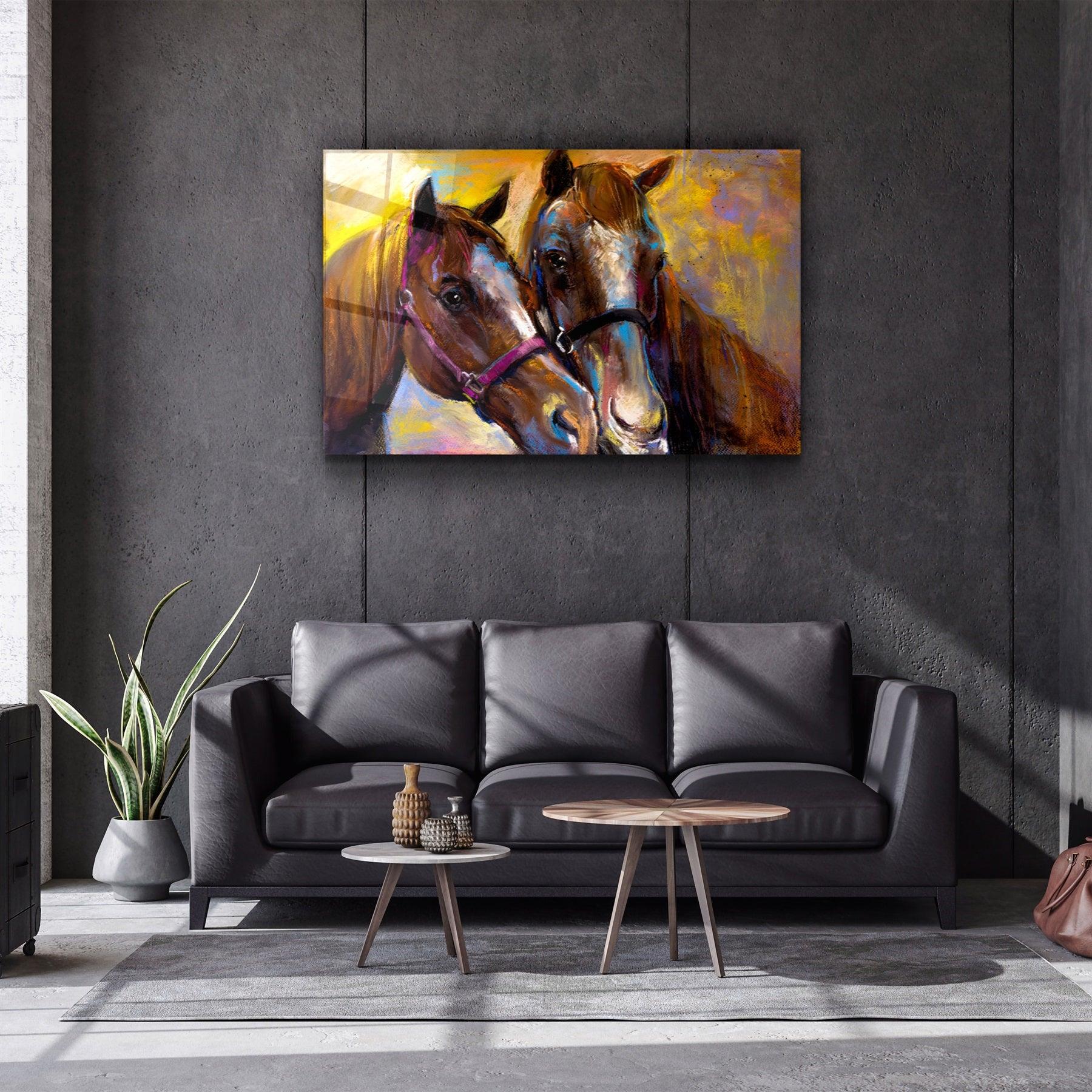 ・"Horse Love V2"・Glass Wall Art