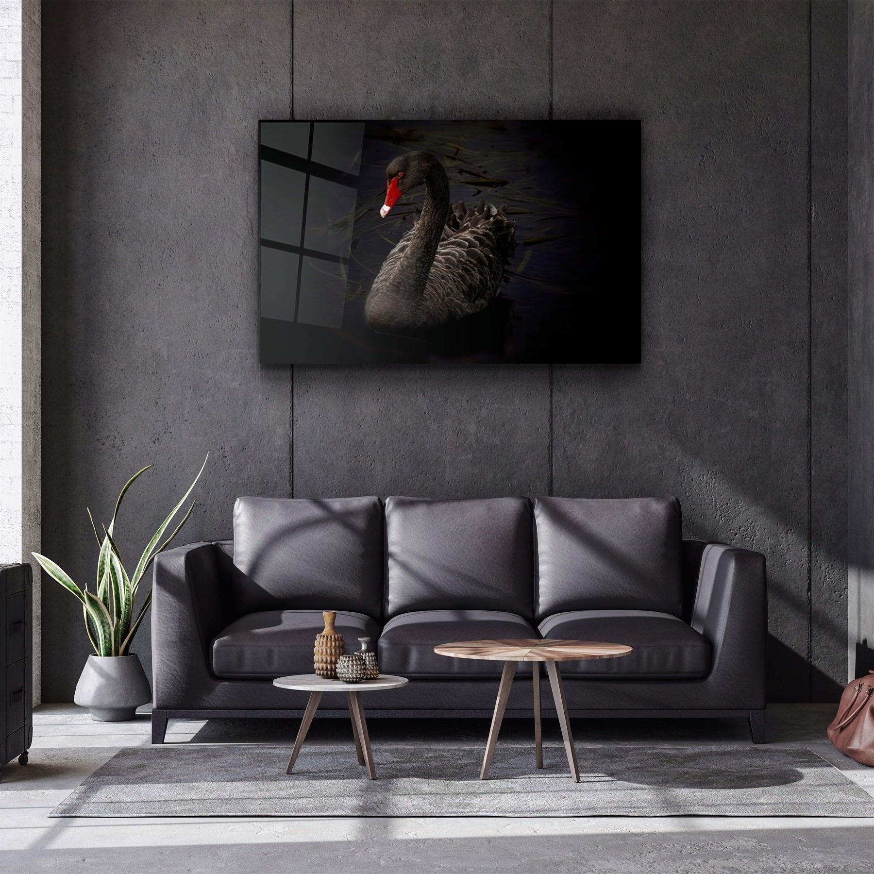 ・"Black Goose"・Glass Wall Art