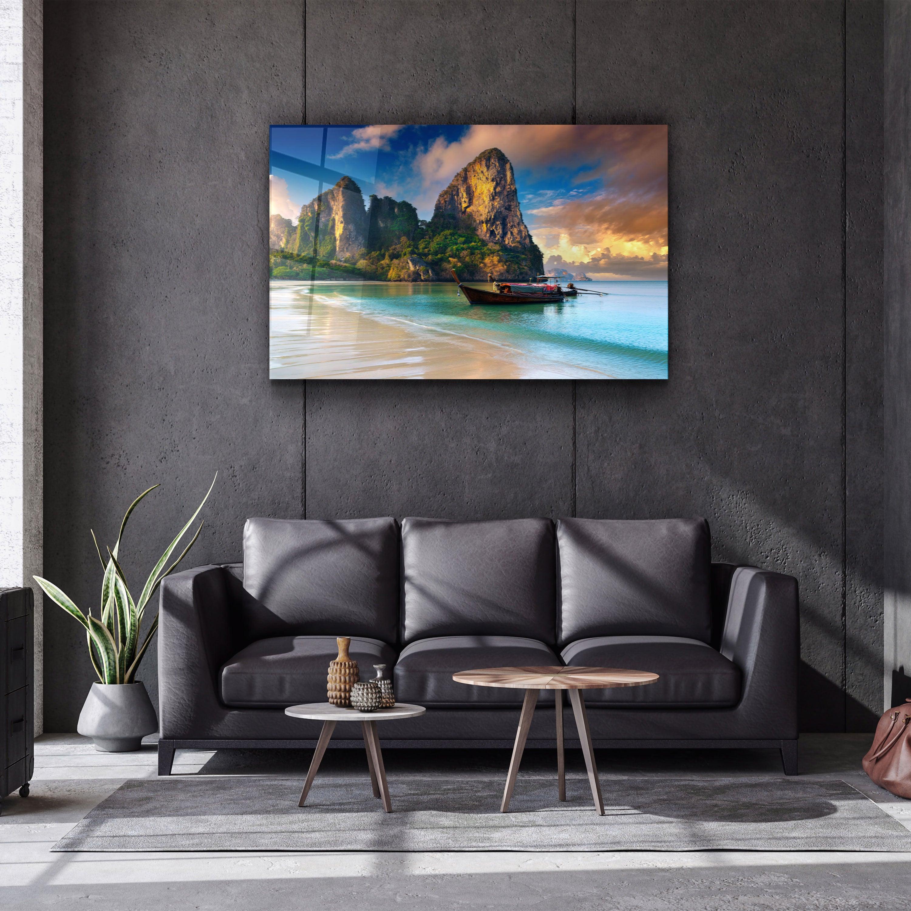 ・"Boat on the Beach - Far East"・Glass Wall Art