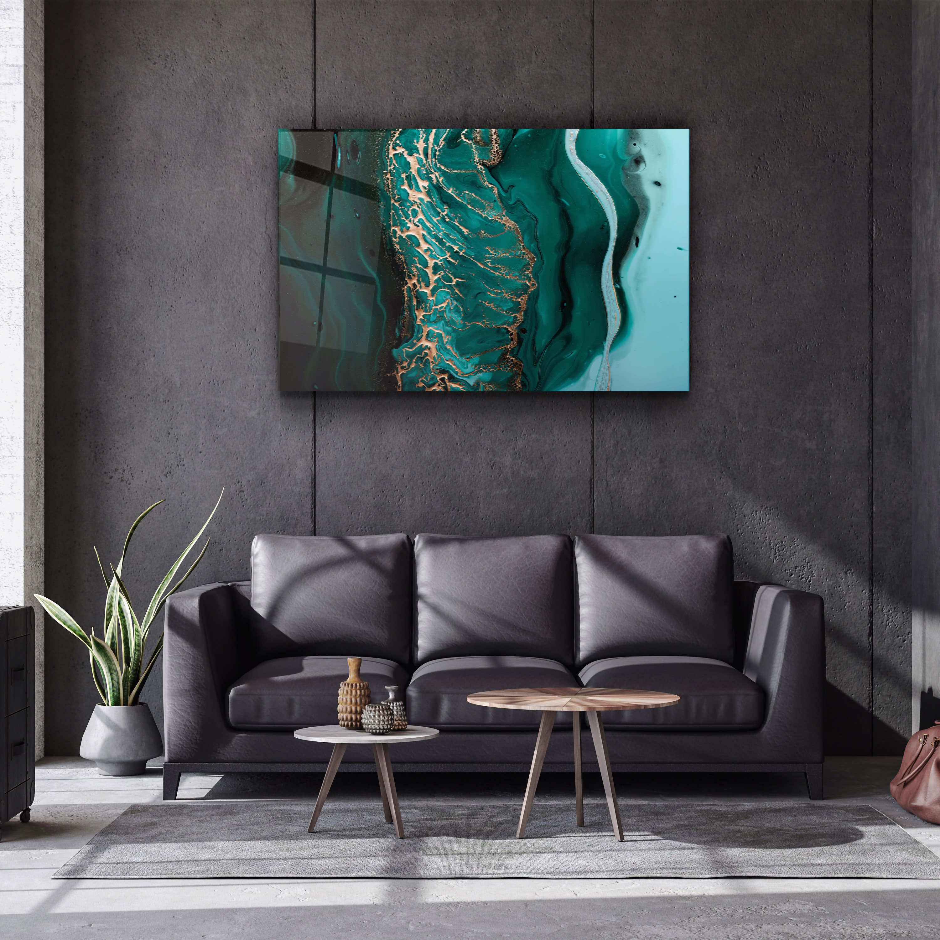 Marble Collection H26 - Ocean | Glass Wall Art