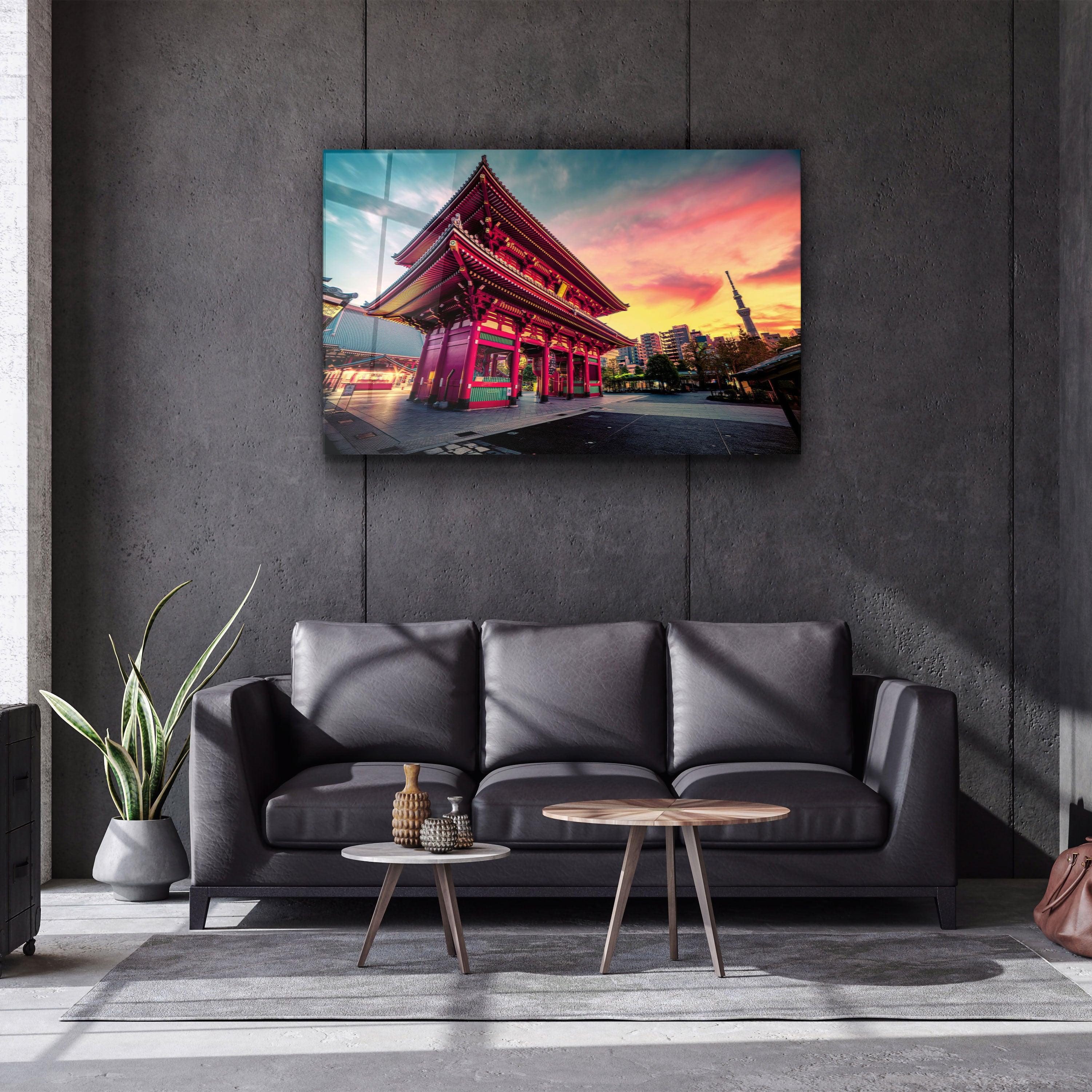 ・"Sensoju Temple with dramatic sky - Tokyo"・Glass Wall Art