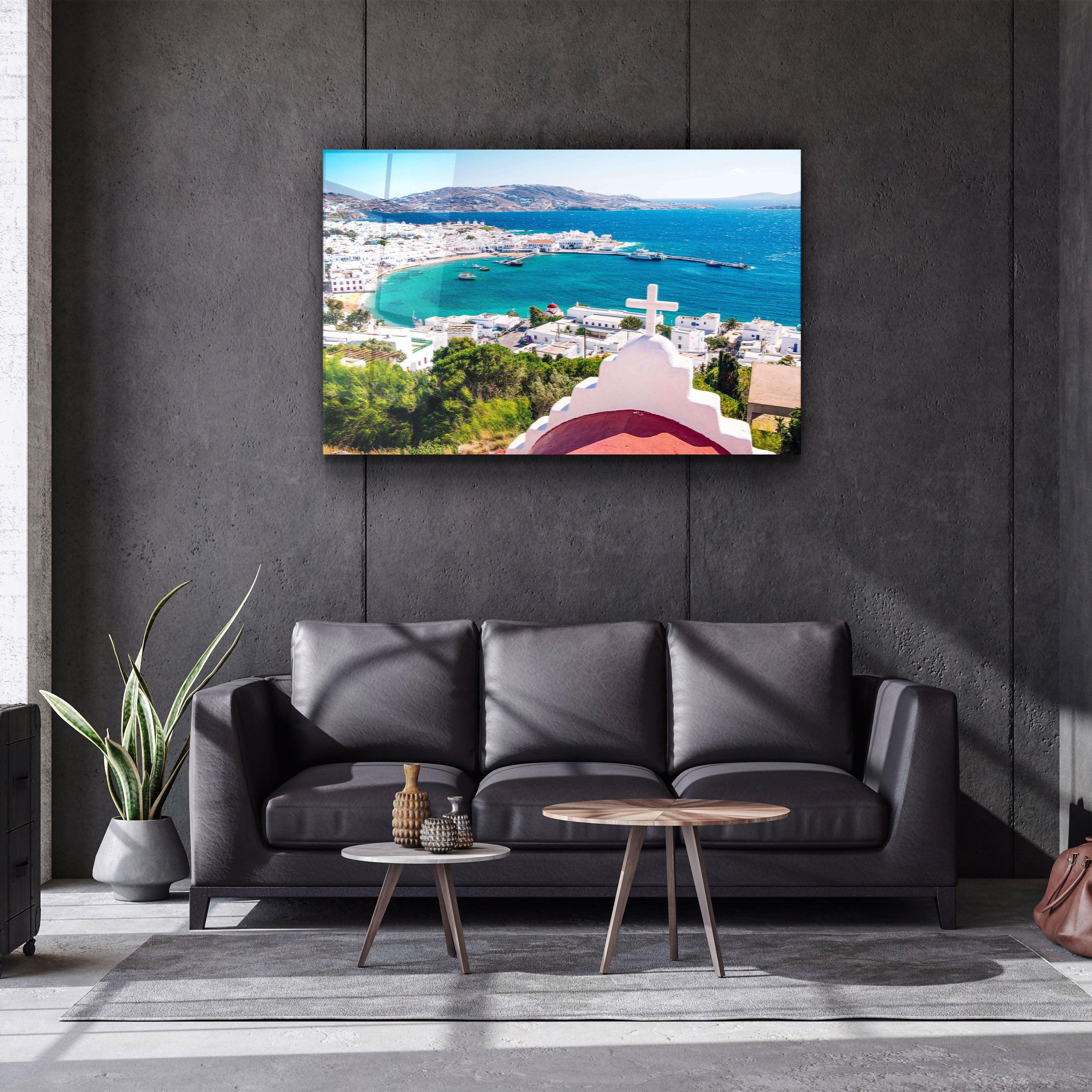 ・"Mykonos - Greece"・Glass Wall Art