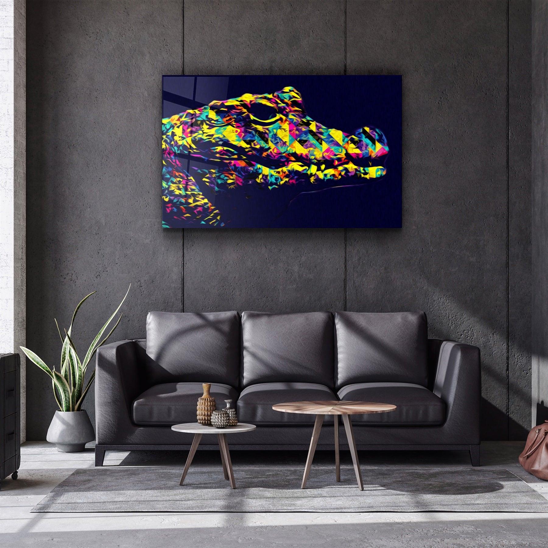 ・"Colormix Crocodile"・Glass Wall Art