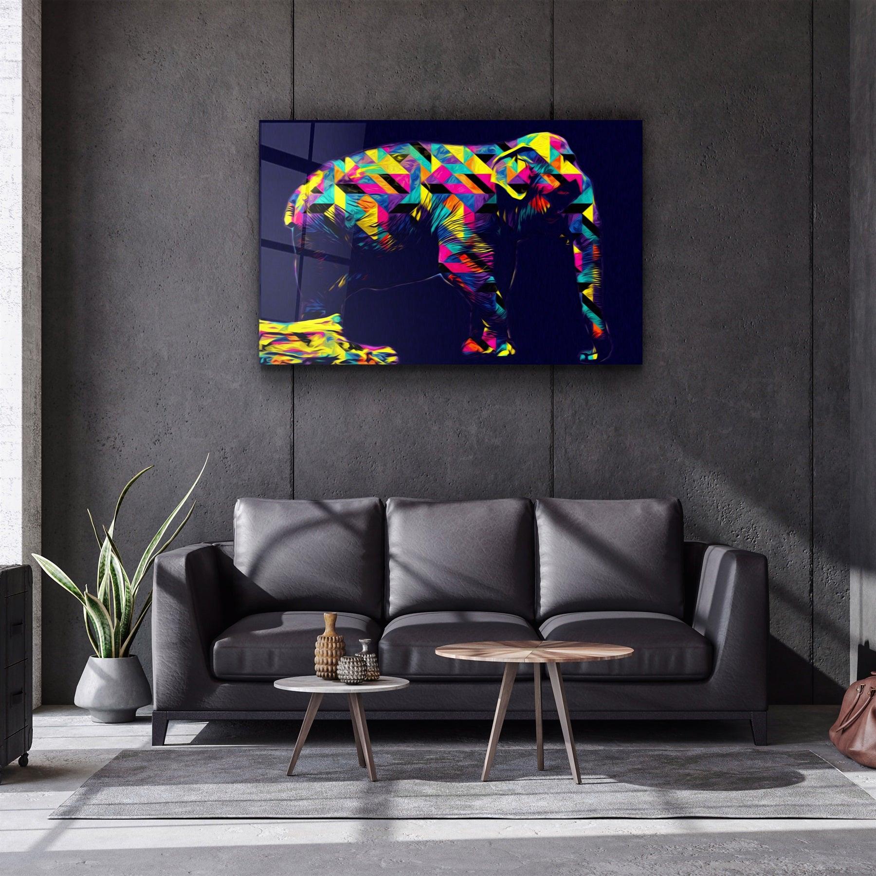・"Colormix Elephant"・Glass Wall Art
