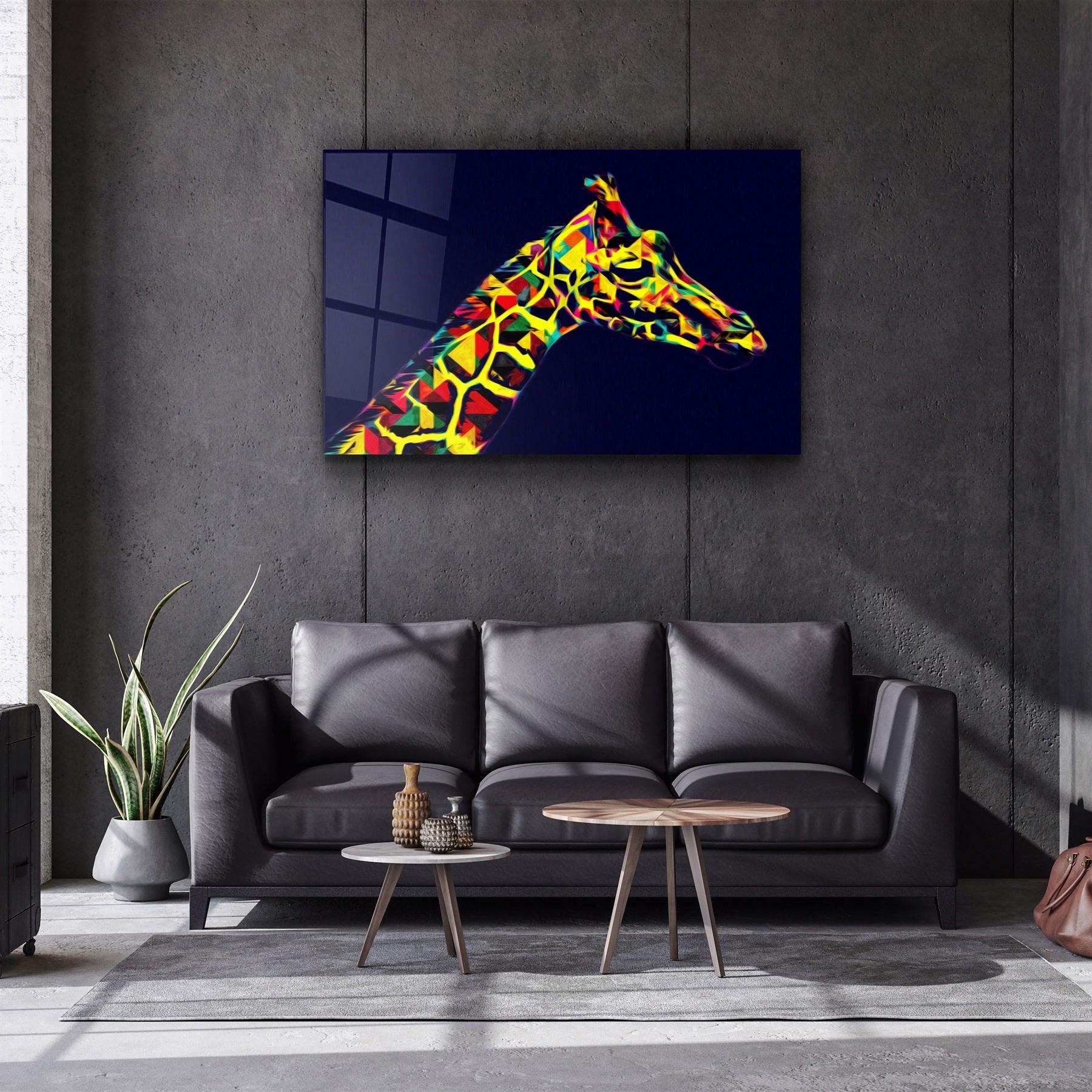 ・"Colormix Giraffe"・Glass Wall Art