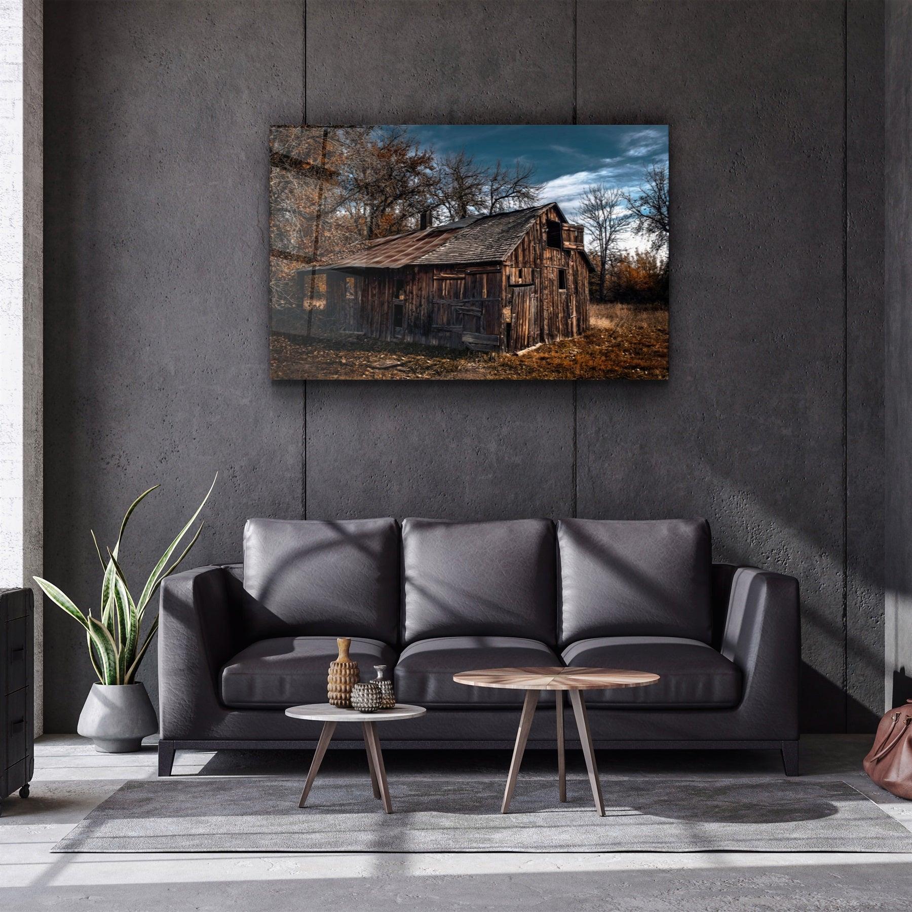 ・"Wooden Old House"・Glass Wall Art