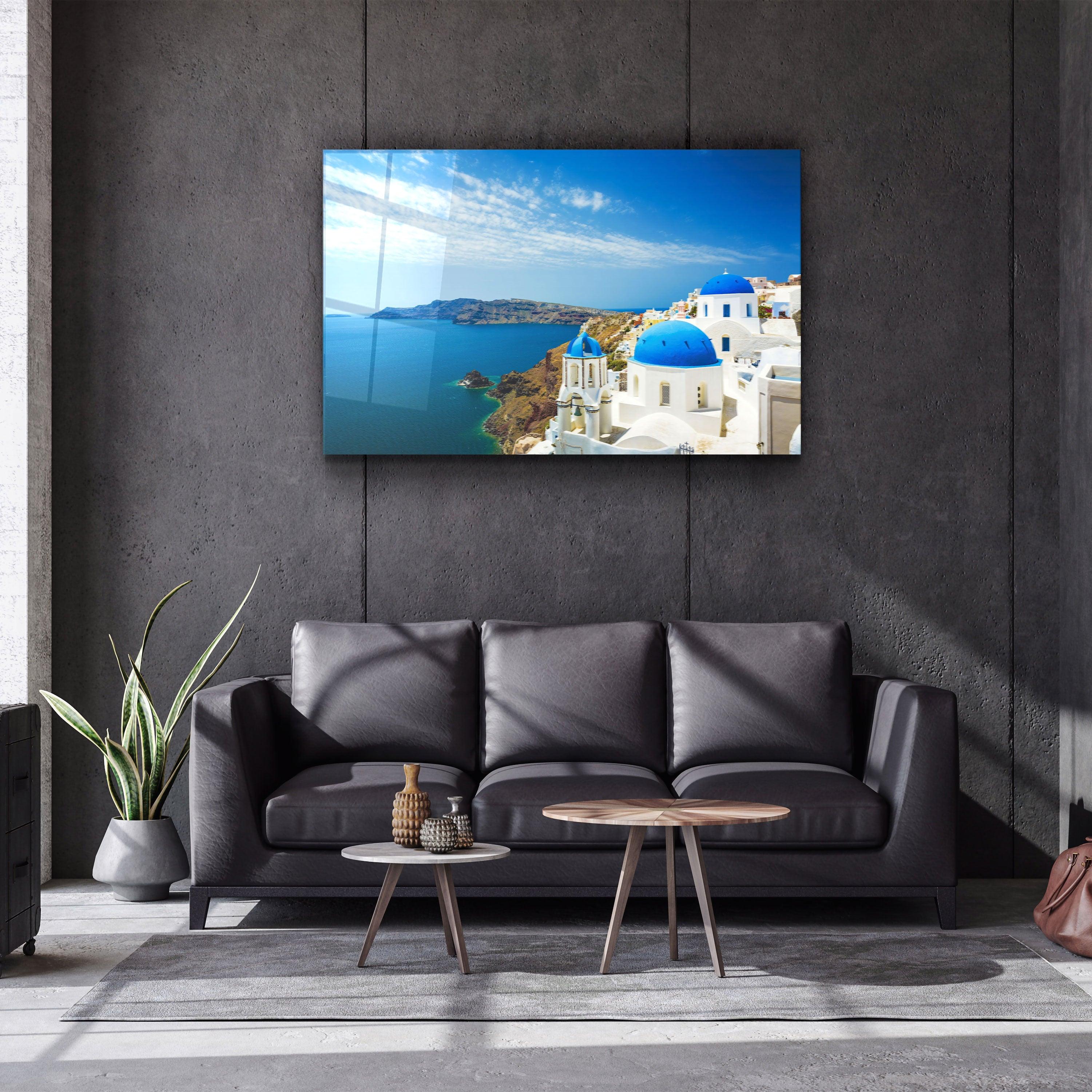 ・"Thera From Santorini"・Glass Wall Art