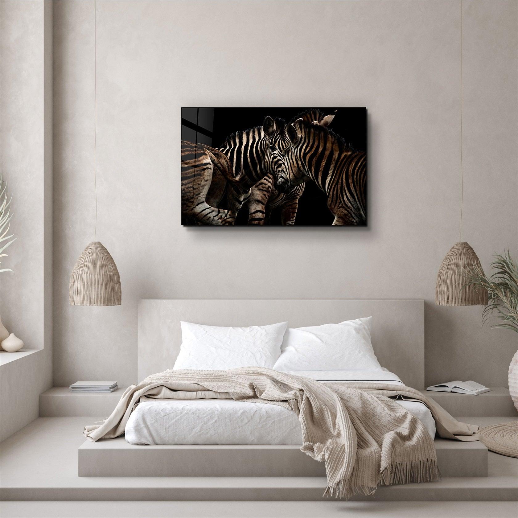 ・"Zebra Family"・Glass Wall Art