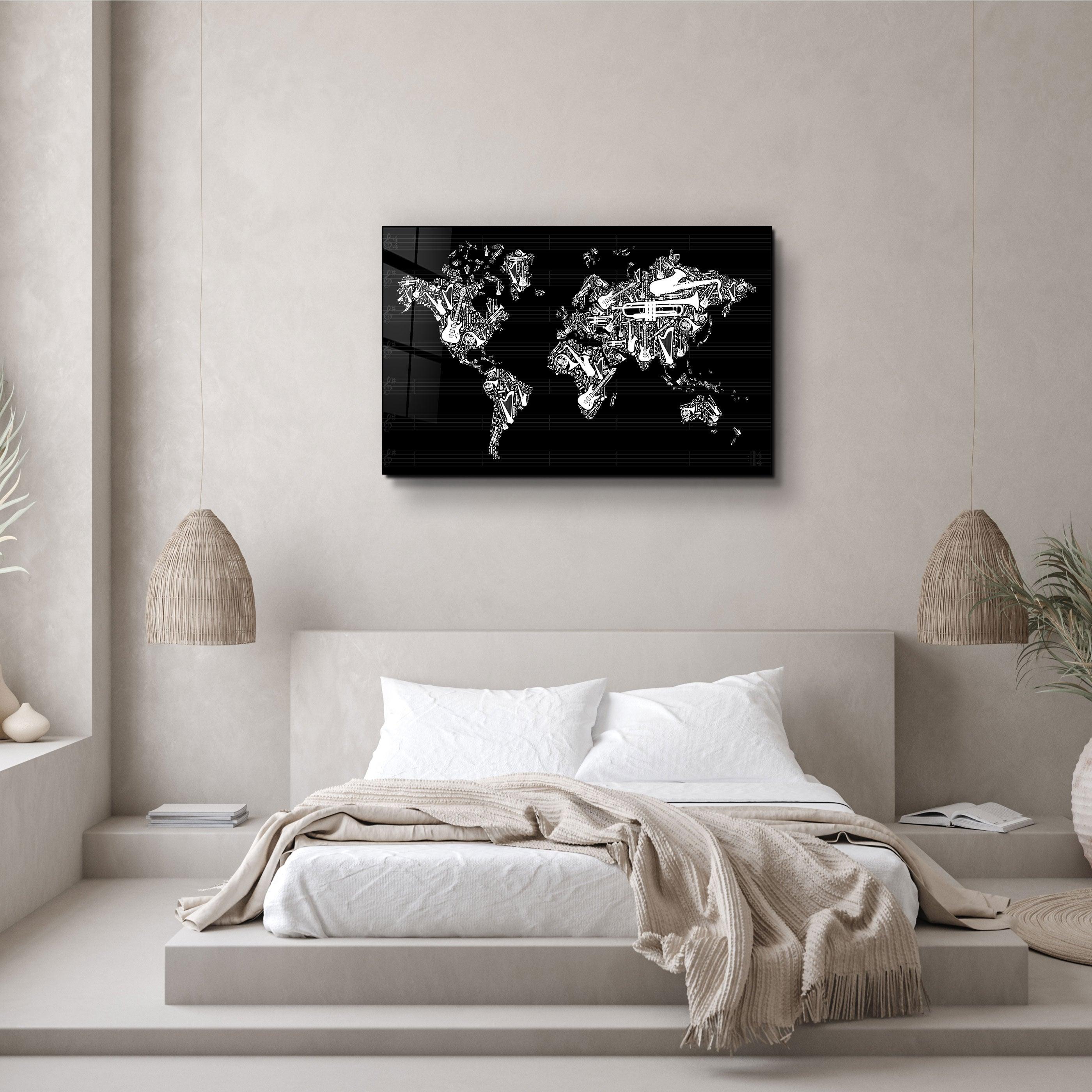 ・"Music World Map"・Glass Wall Art - ArtDesigna Glass Printing Wall Art