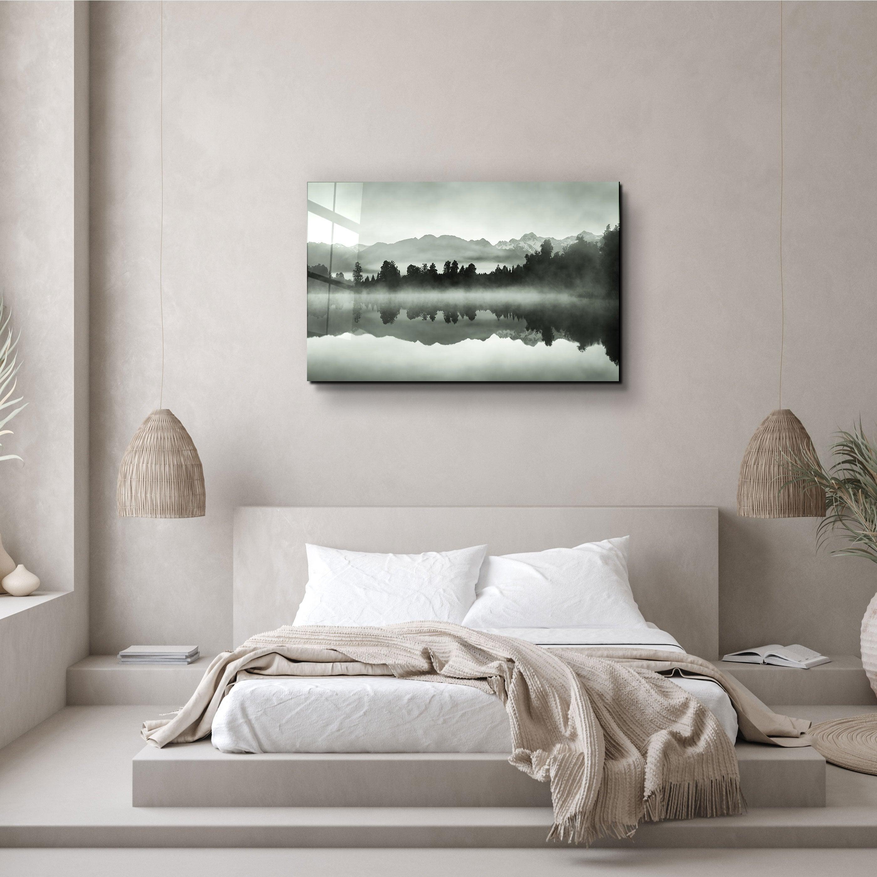 ・"Foggy Lake"・Glass Wall Art - ArtDesigna Glass Printing Wall Art
