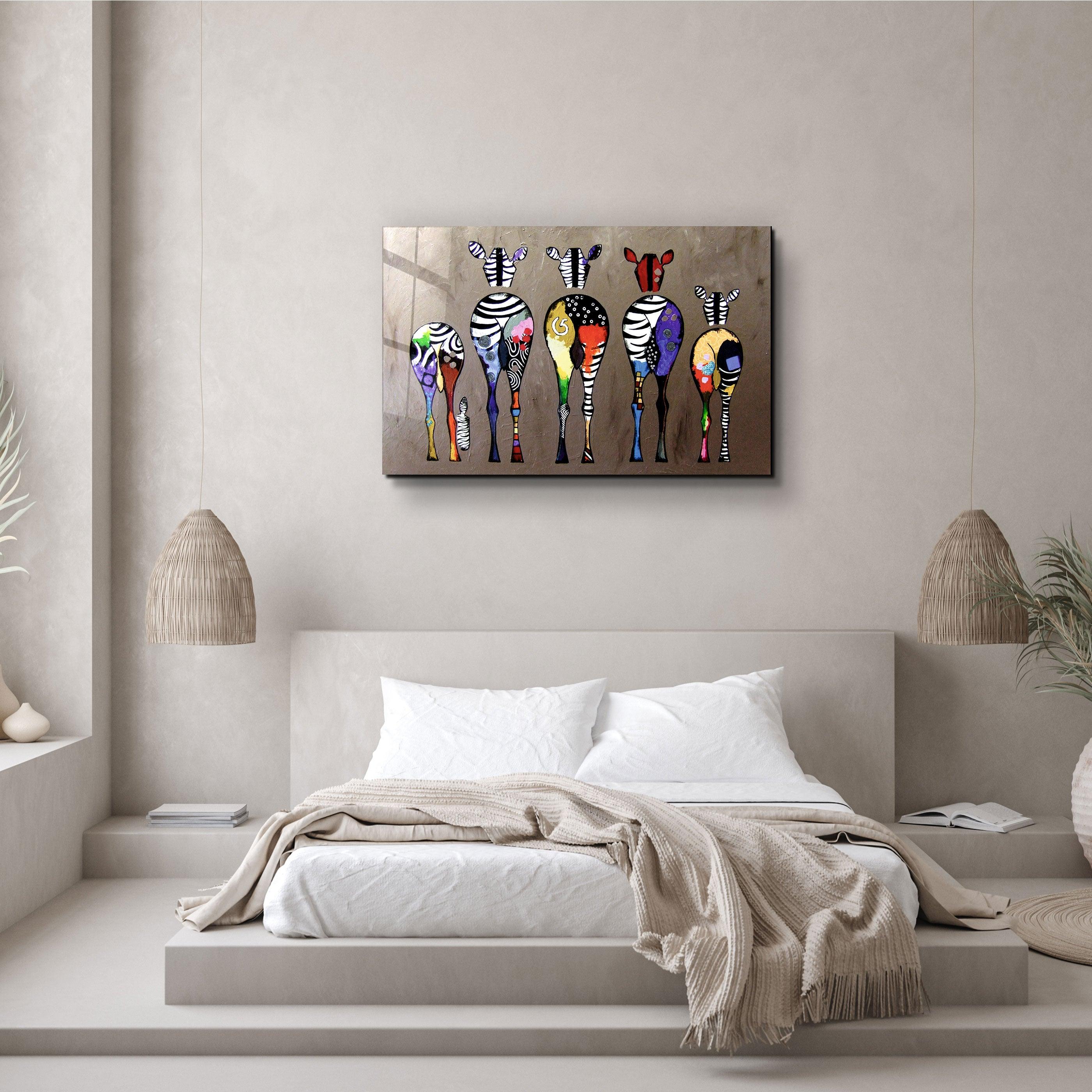 ・"Colorful Zebra Family"・Glass Wall Art - ArtDesigna Glass Printing Wall Art