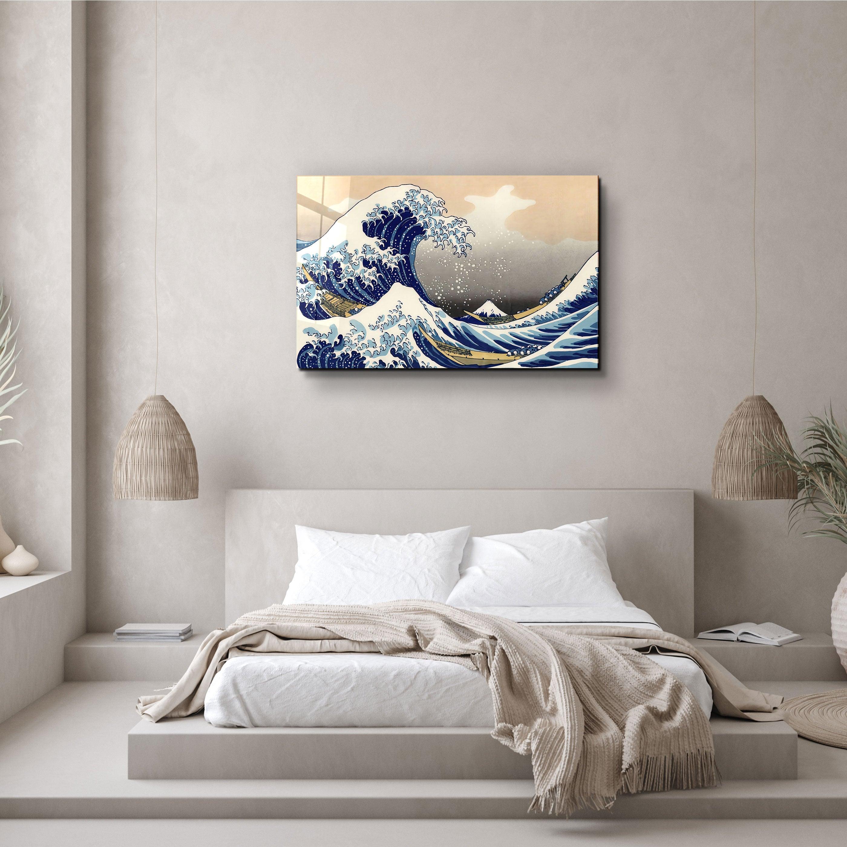 ・"The Great Wave off Kanagawa (1829) by Hokusai"・Glass Wall Art - ArtDesigna Glass Printing Wall Art