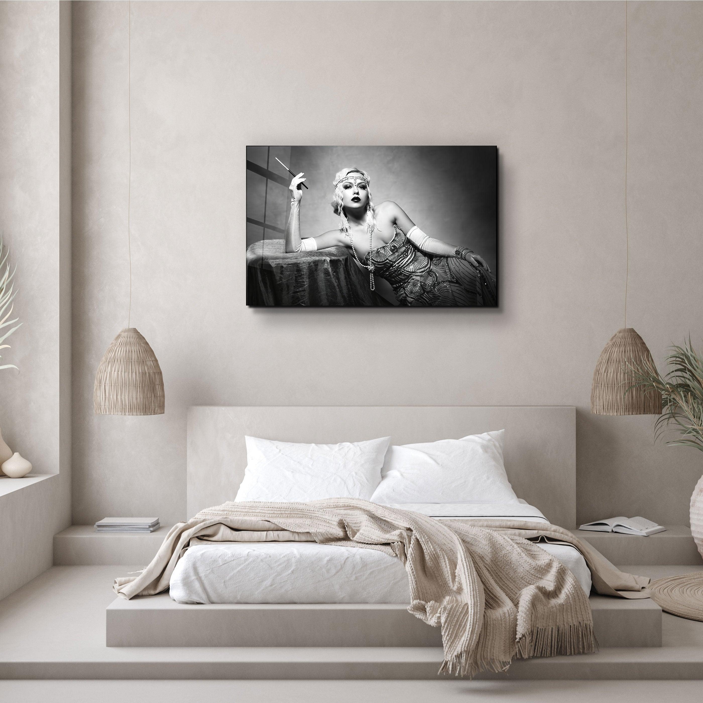 ・"The Woman In Black And White"・Glass Wall Art