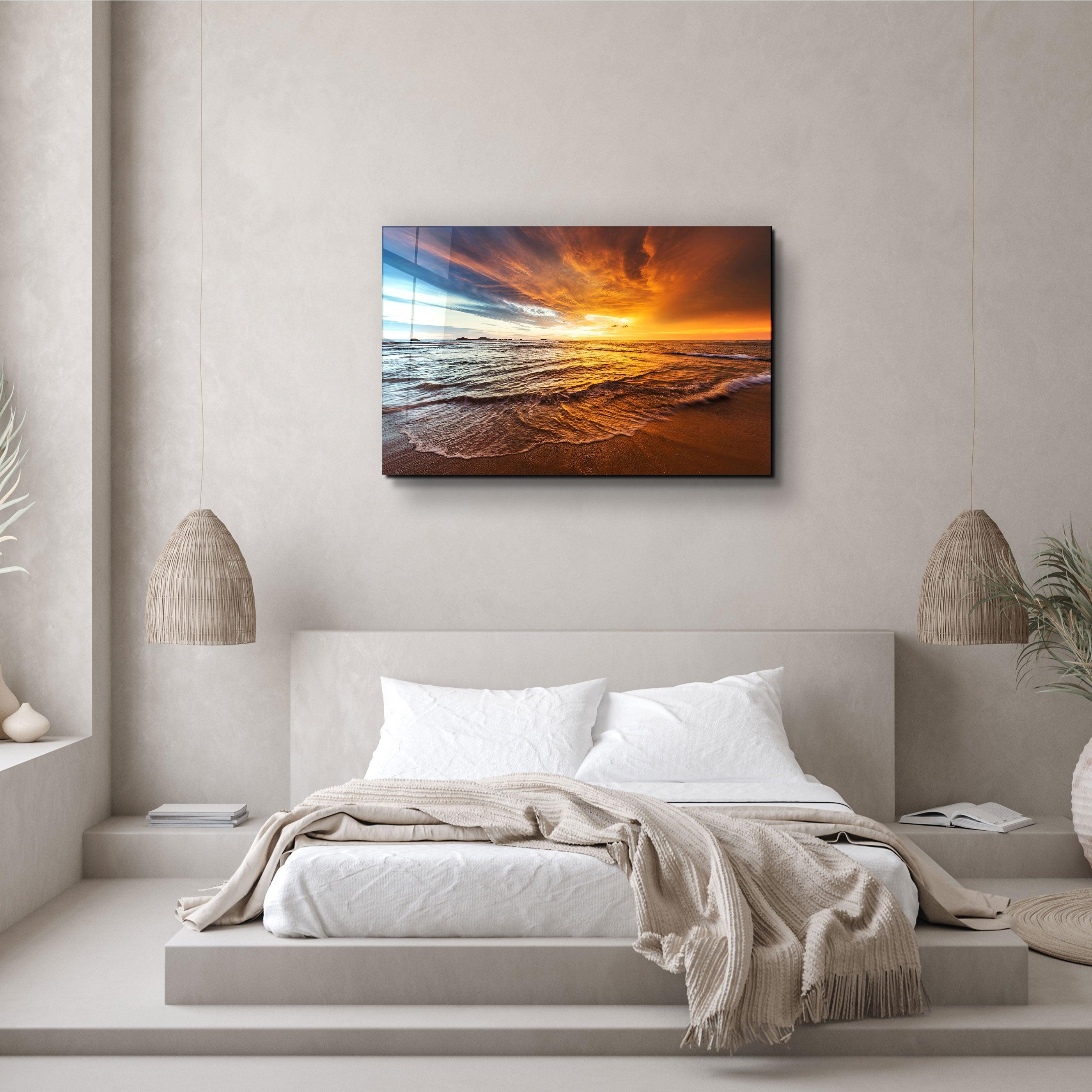 ・"Endless Ocean Wtih Sunset"・Glass Wall Art
