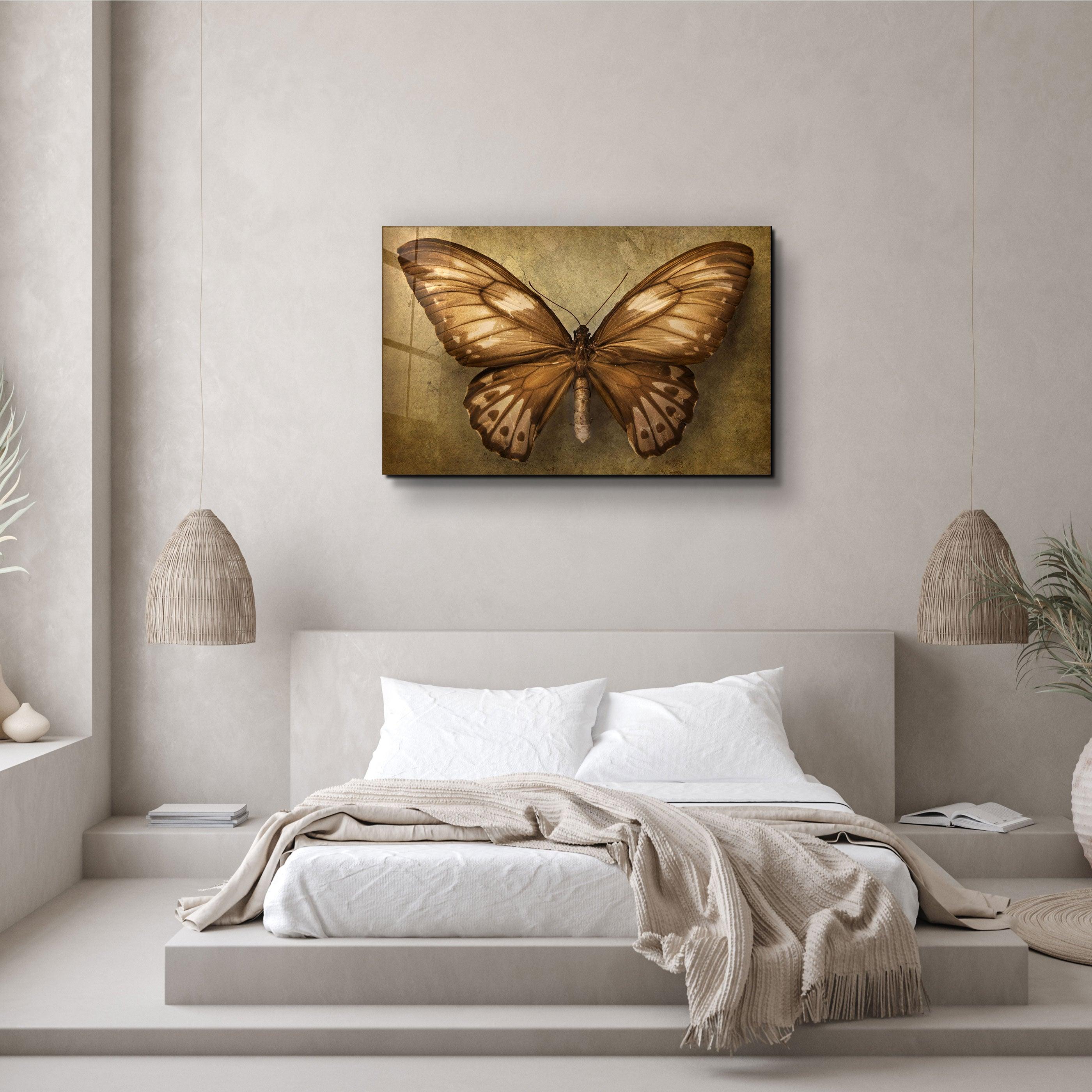 ・"Vintage Butterfly"・Glass Wall Art