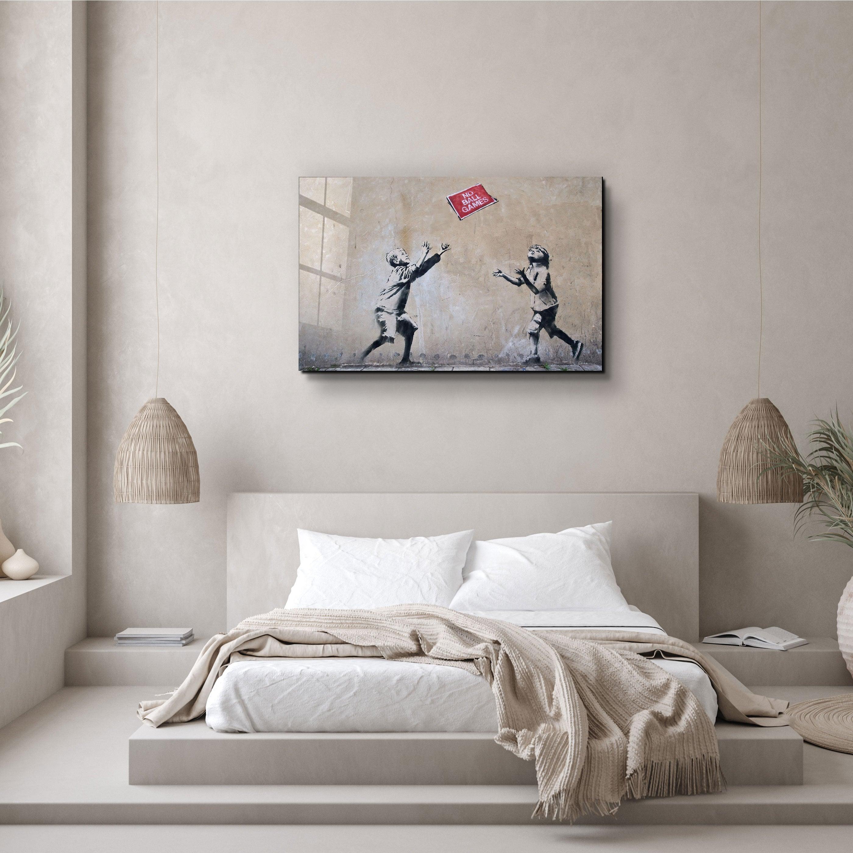 "Banksy - No Ball Games"・Glass Wall Art