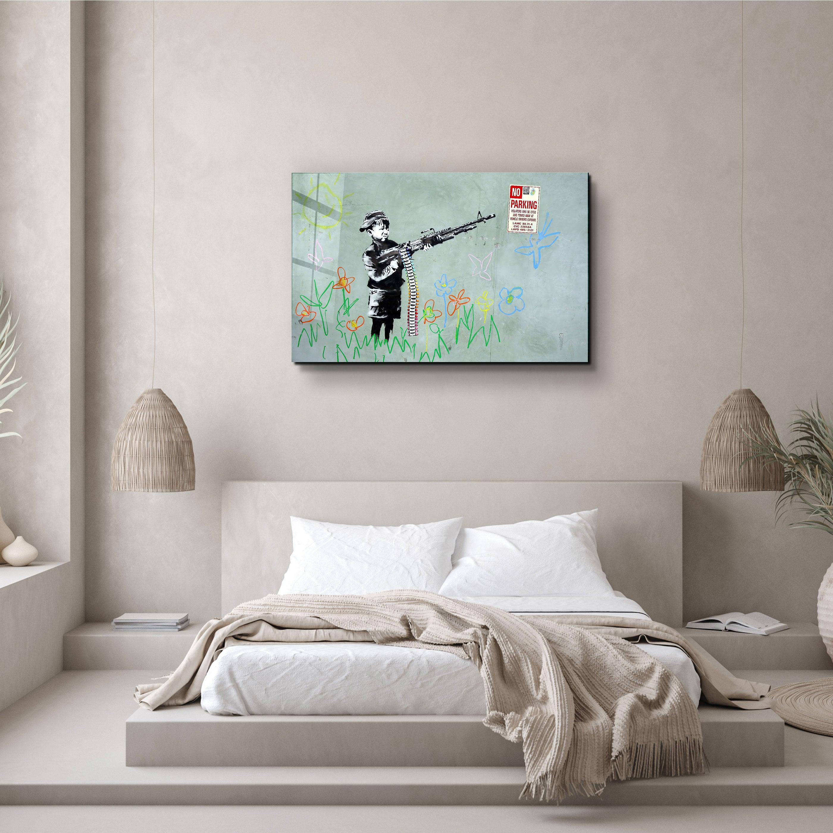 "Banksy - No Parking"・Glass Wall Art