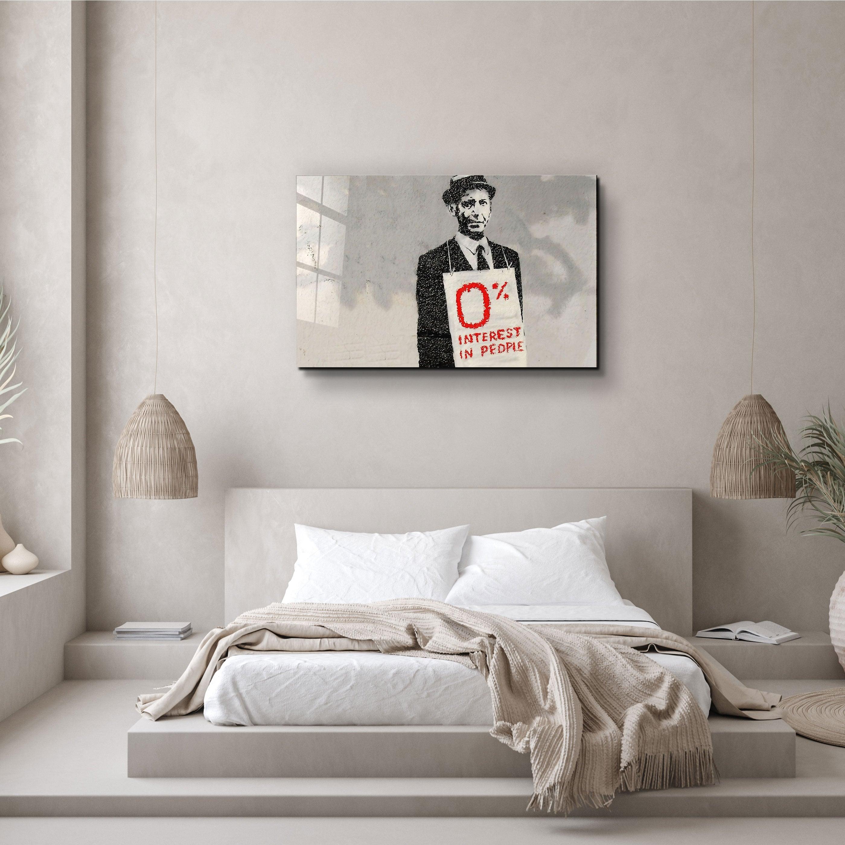 "Banksy - Zero Percent Interest"・Glass Wall Art