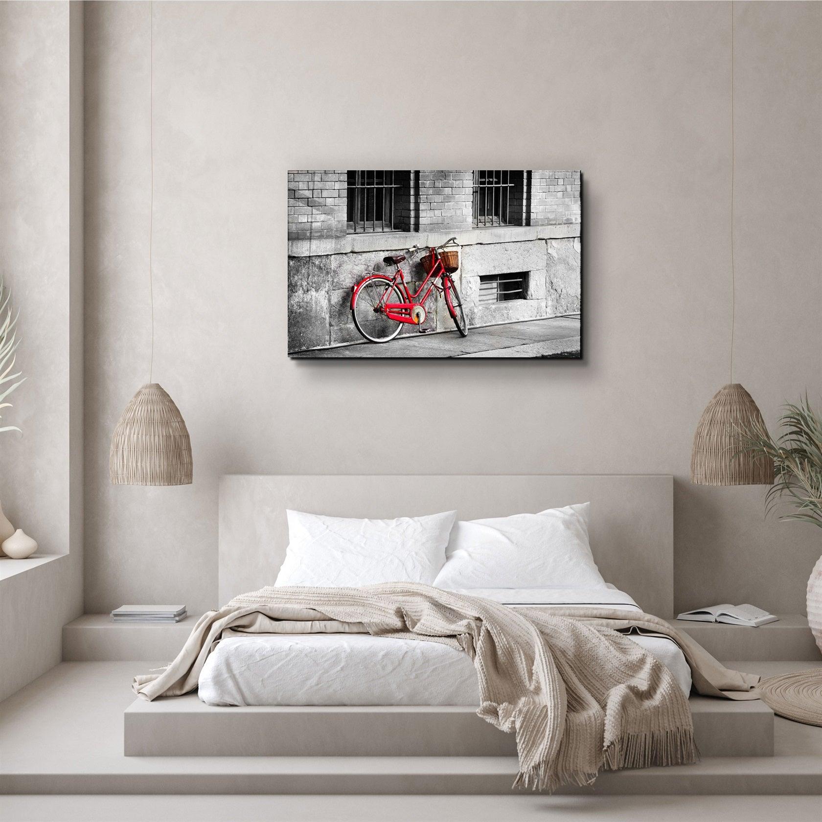 ・"Red Bicycle"・Glass Wall Art
