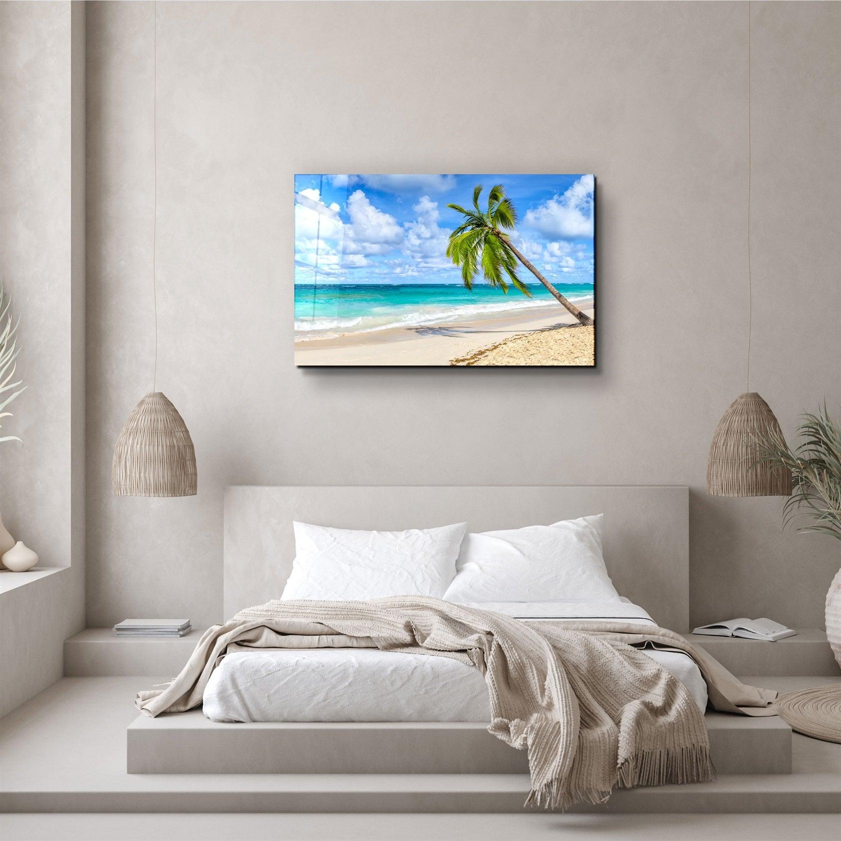 ・"Palm Tree & Beach"・Glass Wall Art