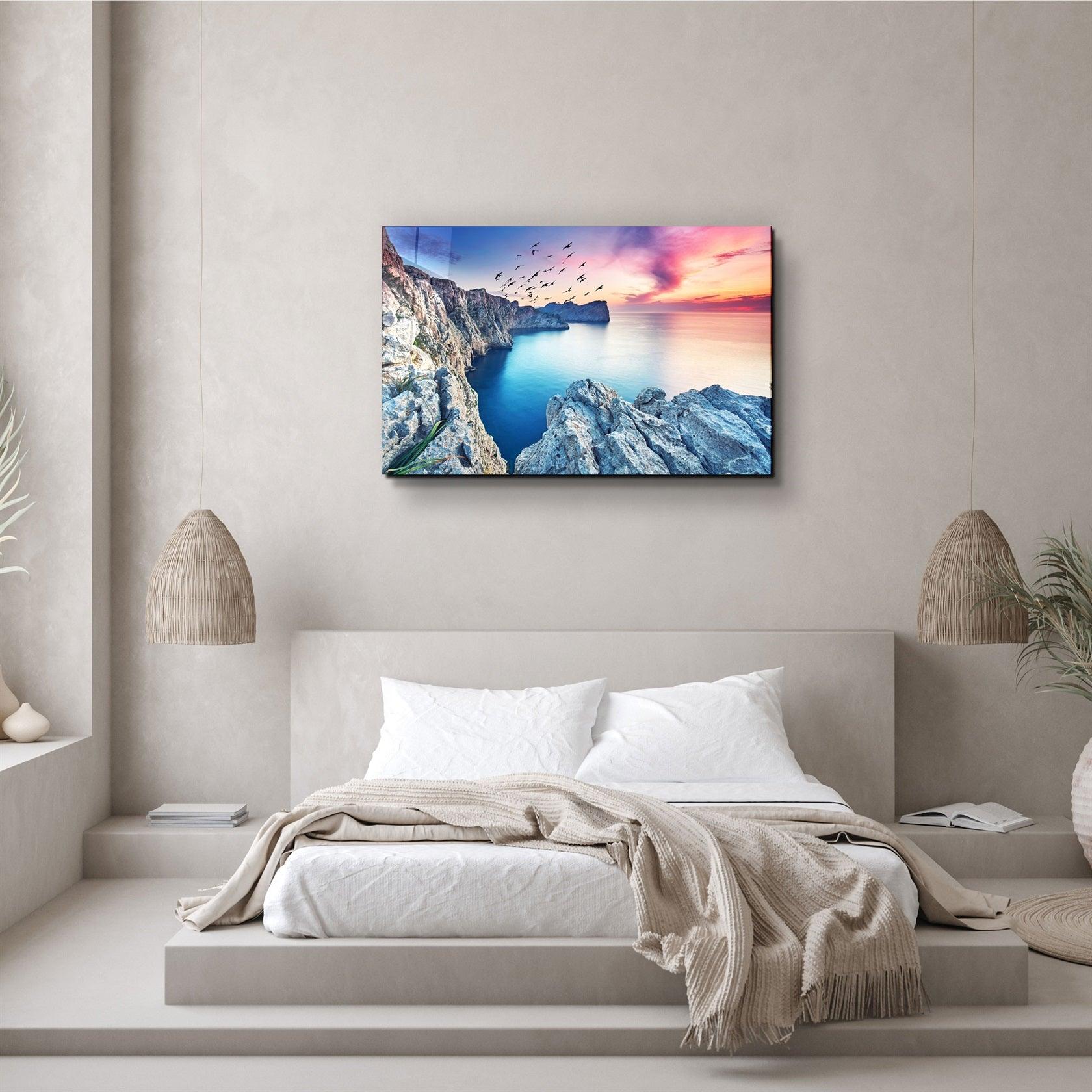 ・"Red Sunset"・Glass Wall Art