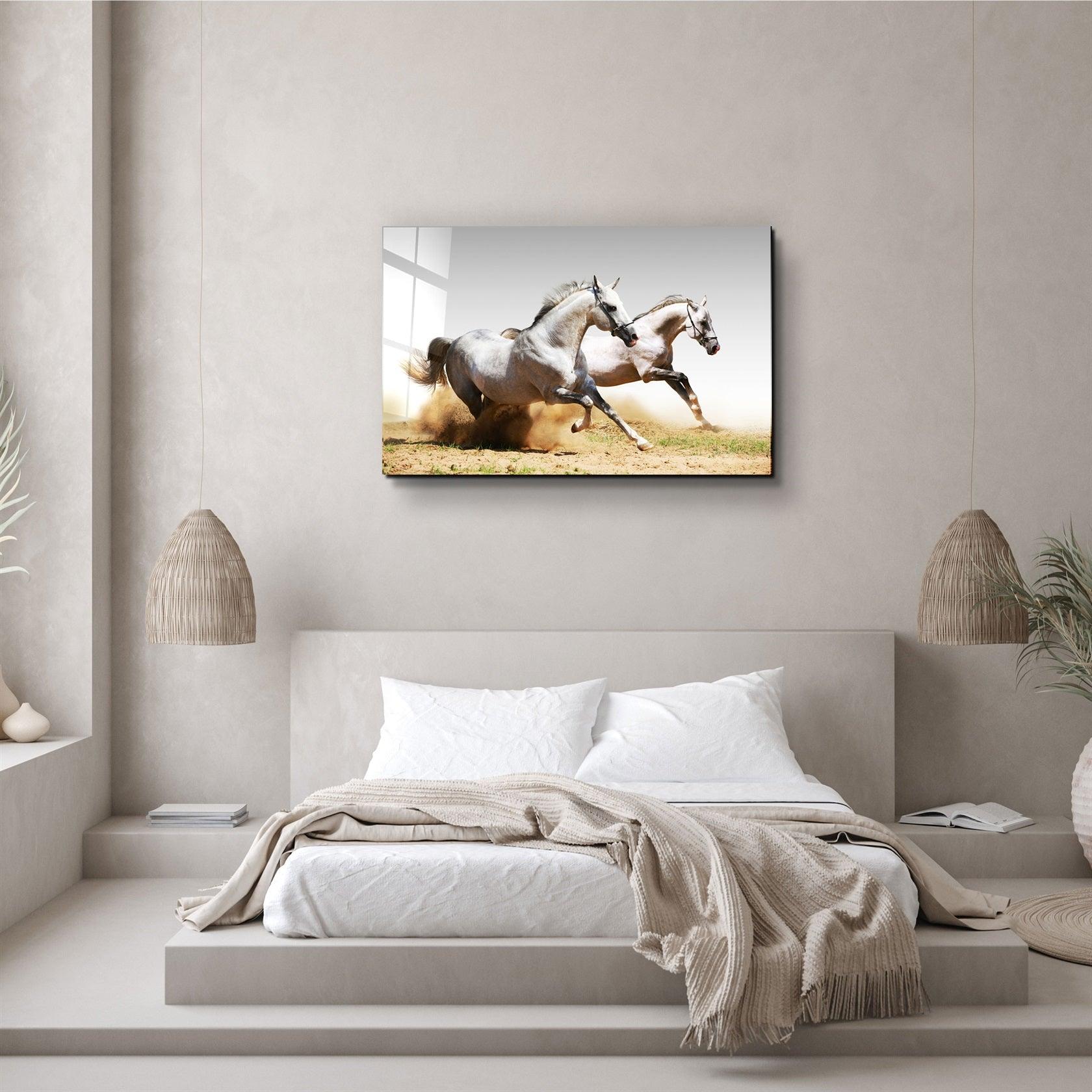 ・"Running Horses"・Glass Wall Art