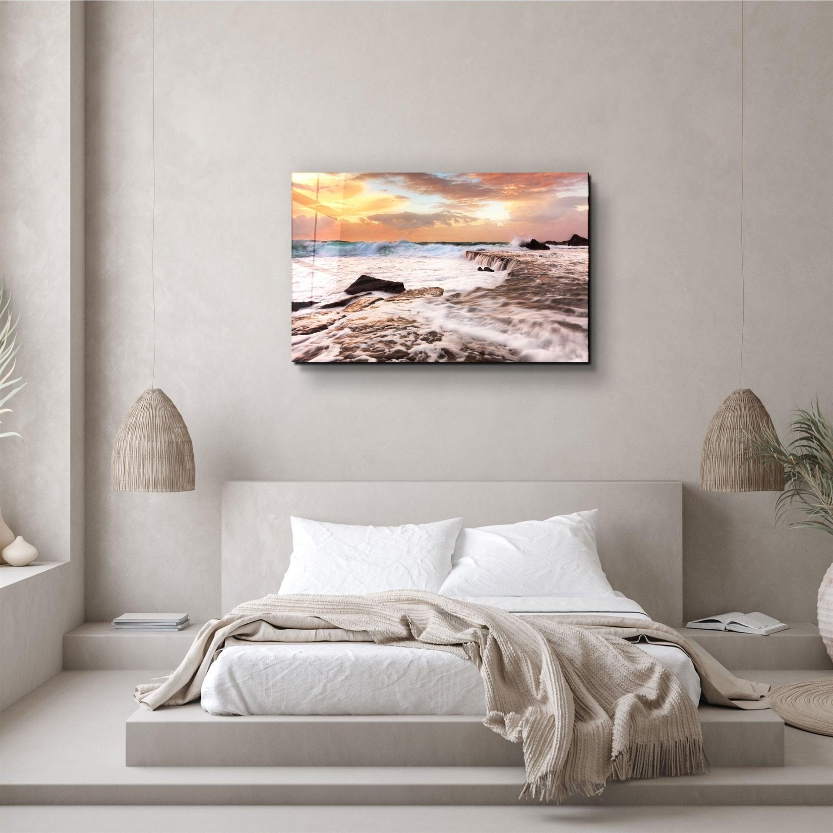 ・"Raging Waves"・Glass Wall Art